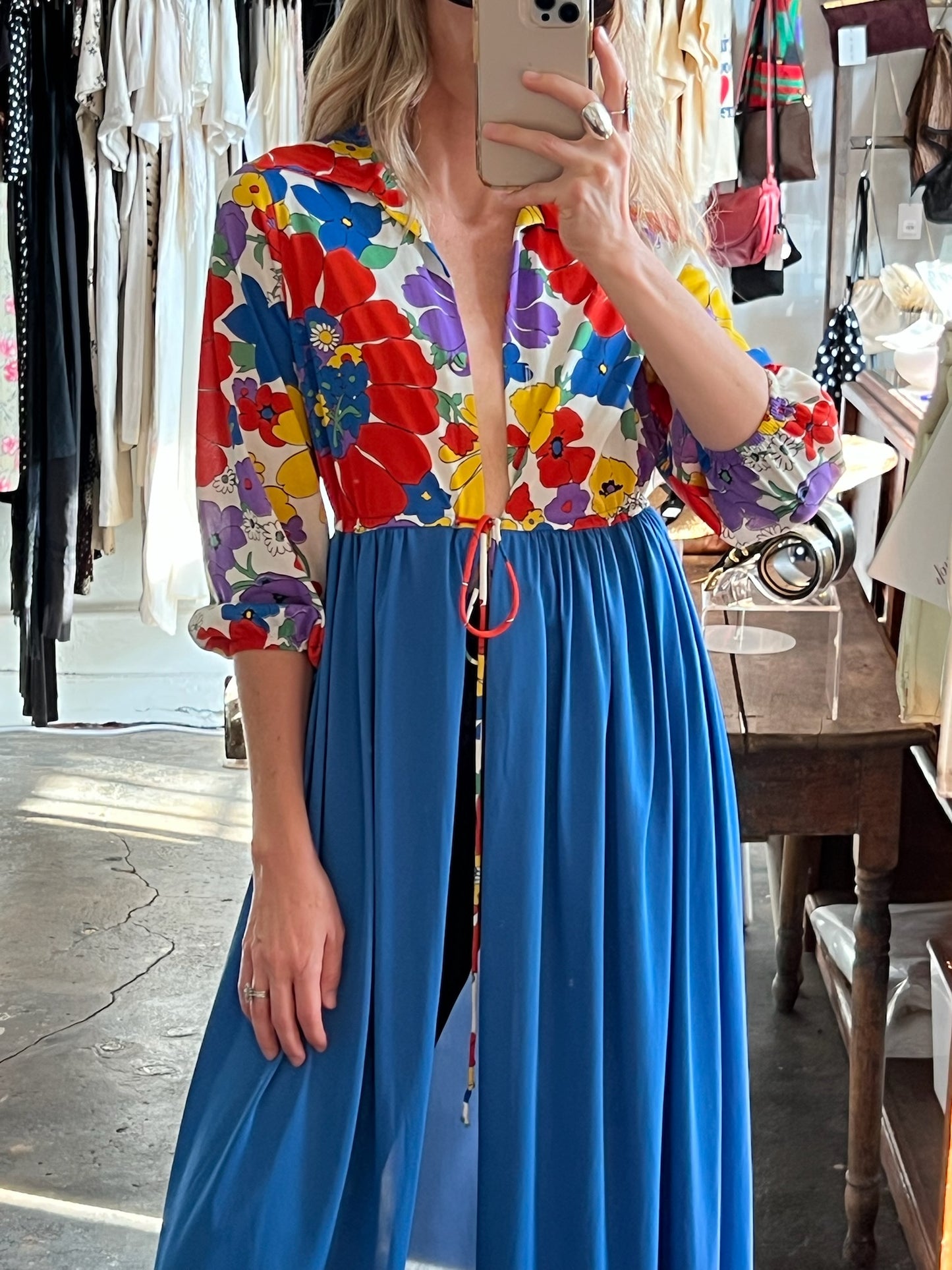 Vintage Tie Front Floral Overdress