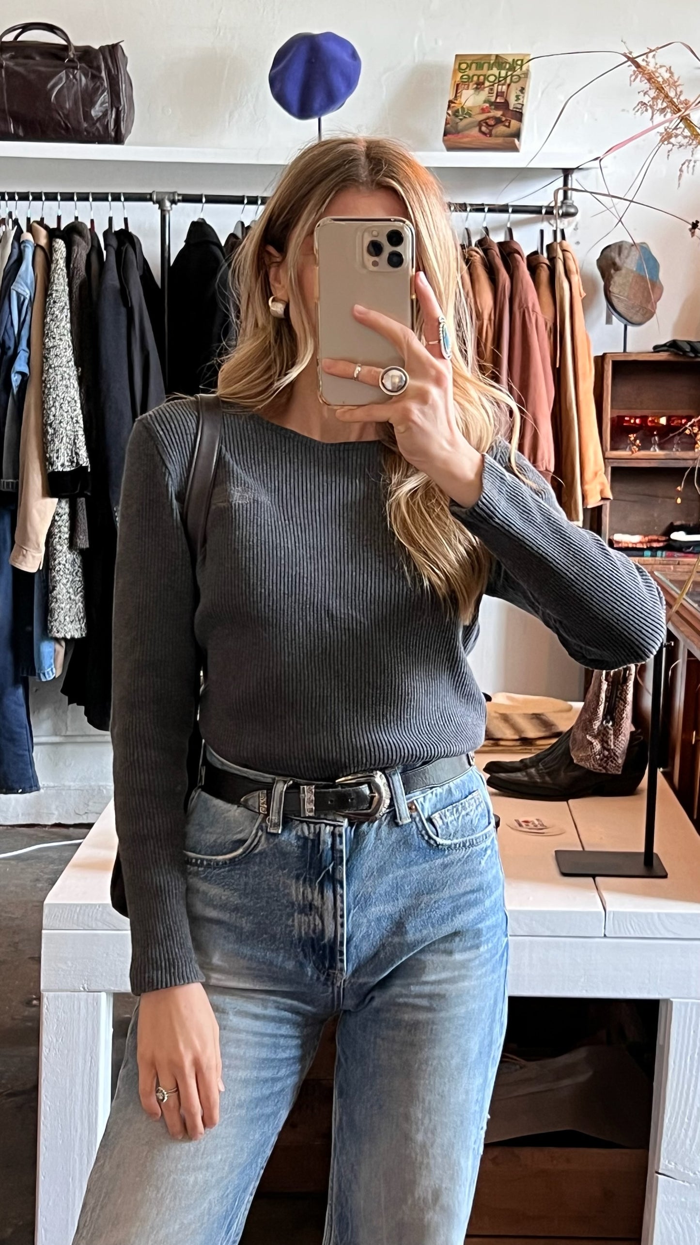 Vintage Charcoal Harley Davidson Long Sleeve