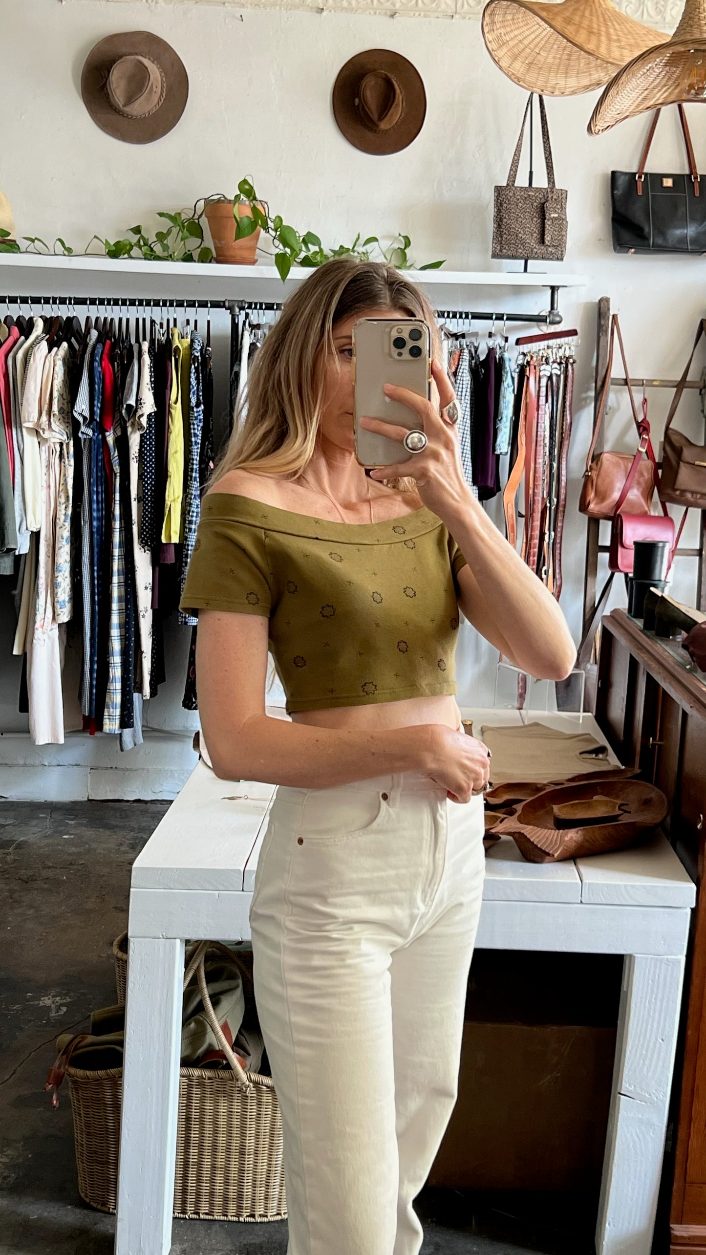 Favorite Vintage Olive Crop Top