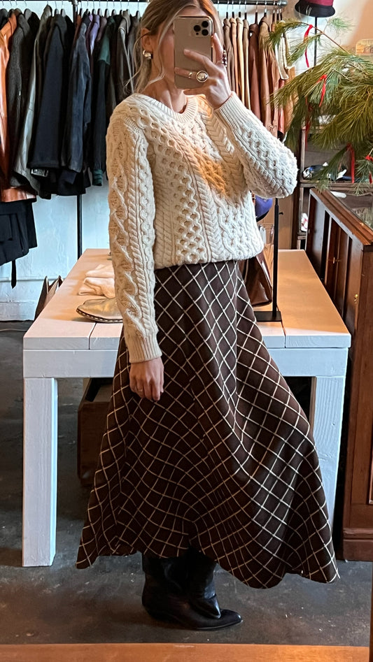 Vintage Chocolate Plaid Skirt
