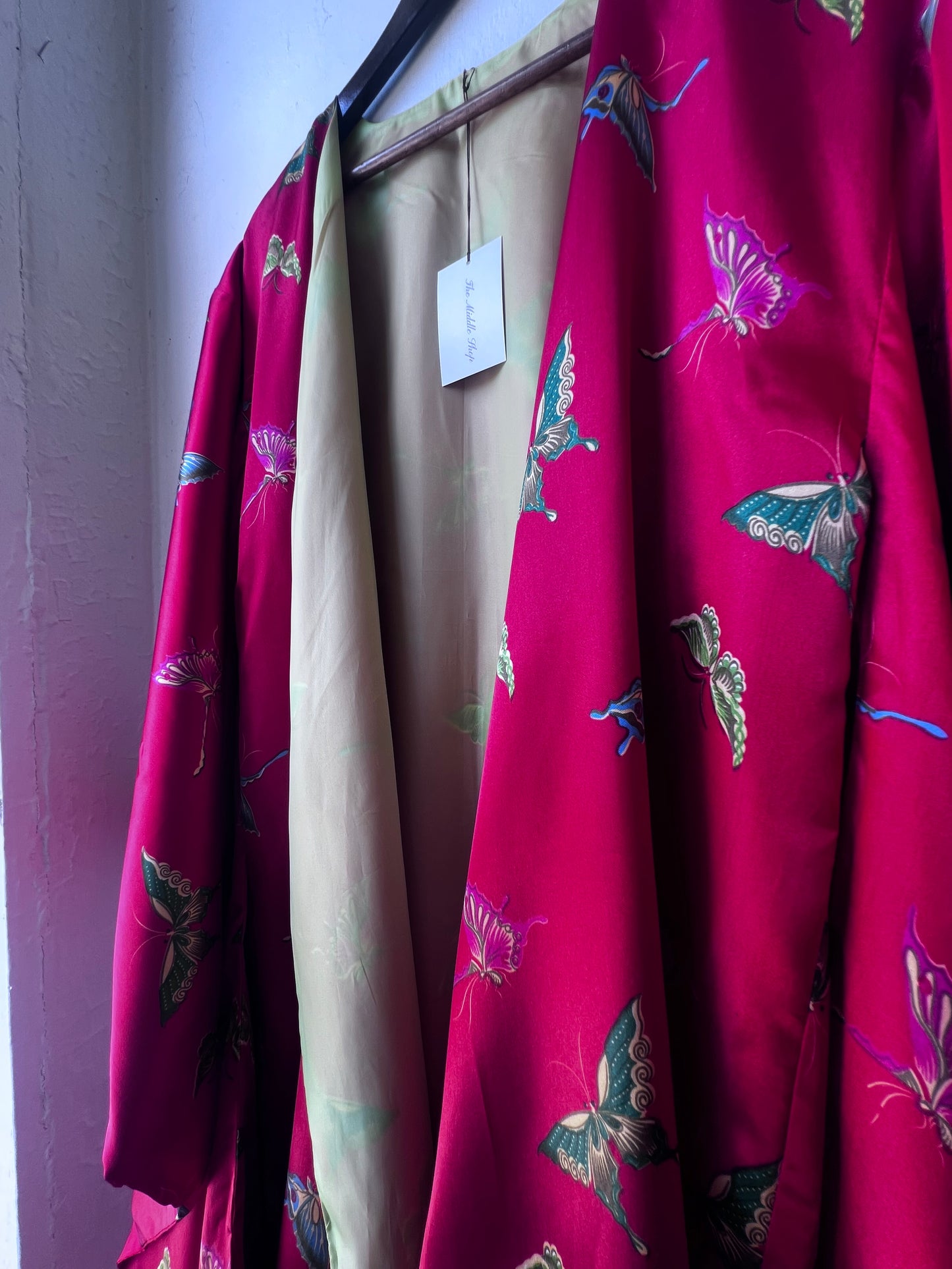 Incredible Vintage Butterfly Satin Kimono