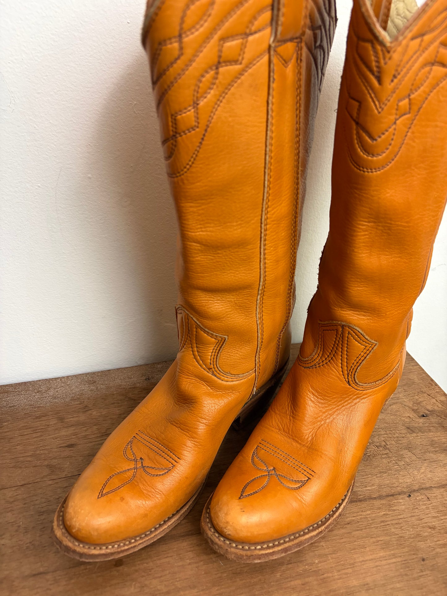Vintage Clay Leather Cowboy Boots