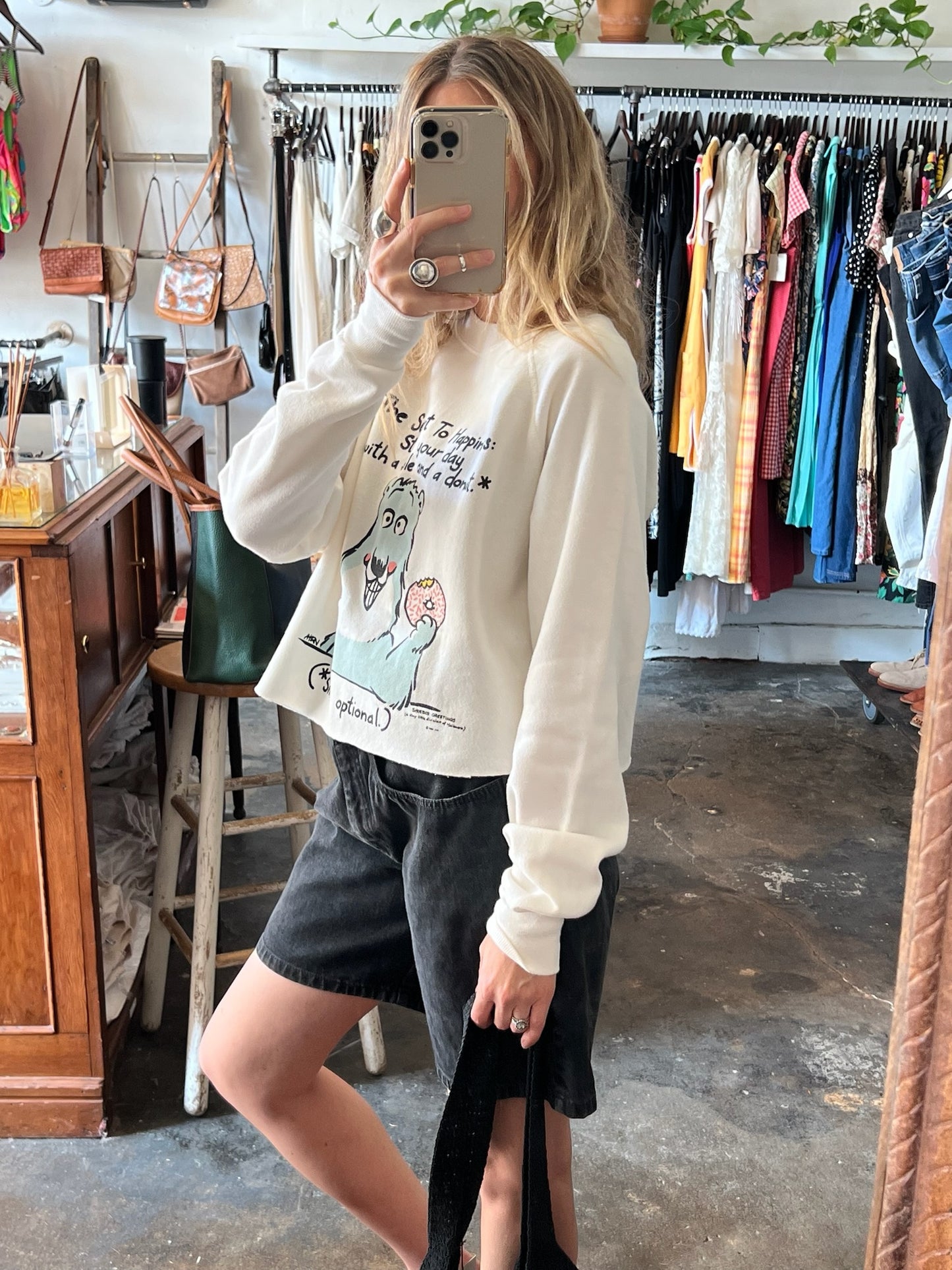 Vintage Donut Bear Graphic Sweatshirt