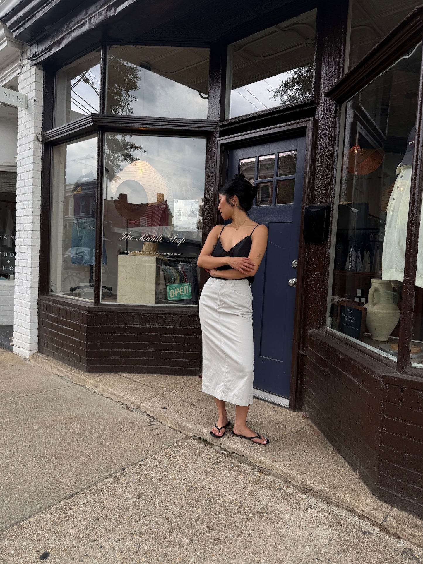 Vintage Lee Khaki Midi Skirt