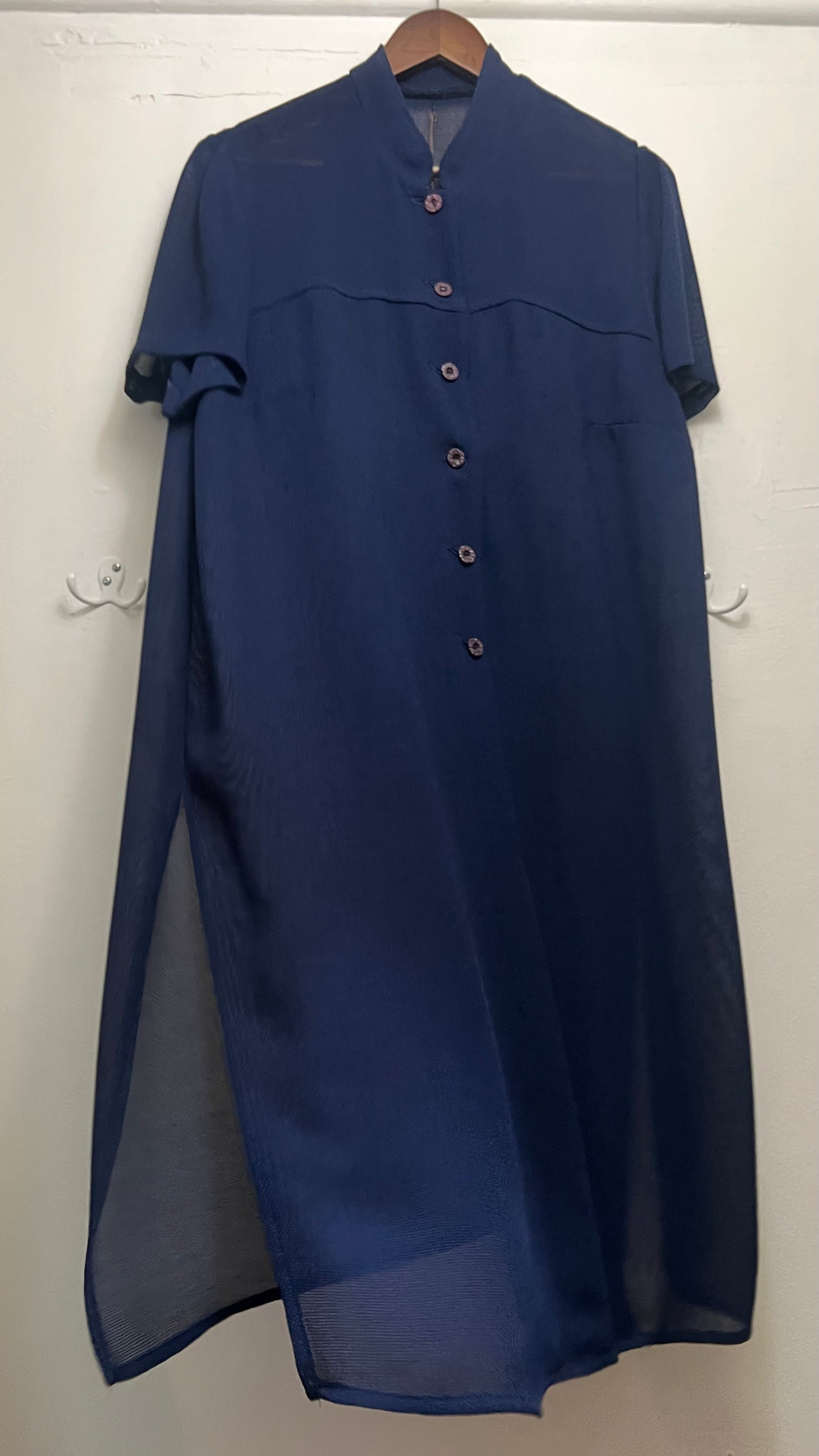 Vintage Navy Mesh Overlay Dress