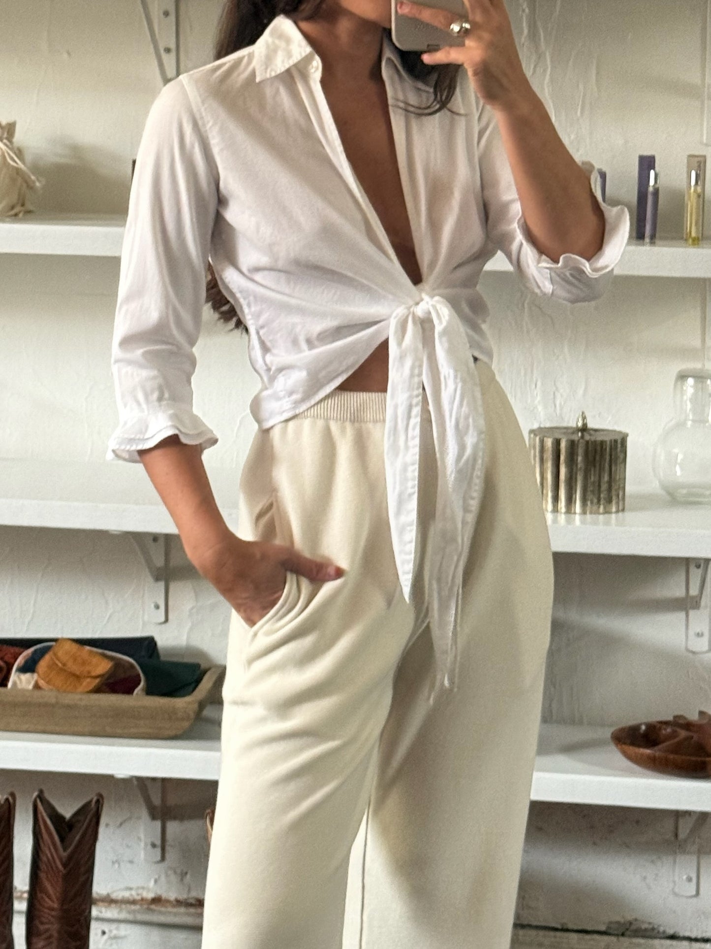 Vintage Crisp Cotton Wrap Blouse