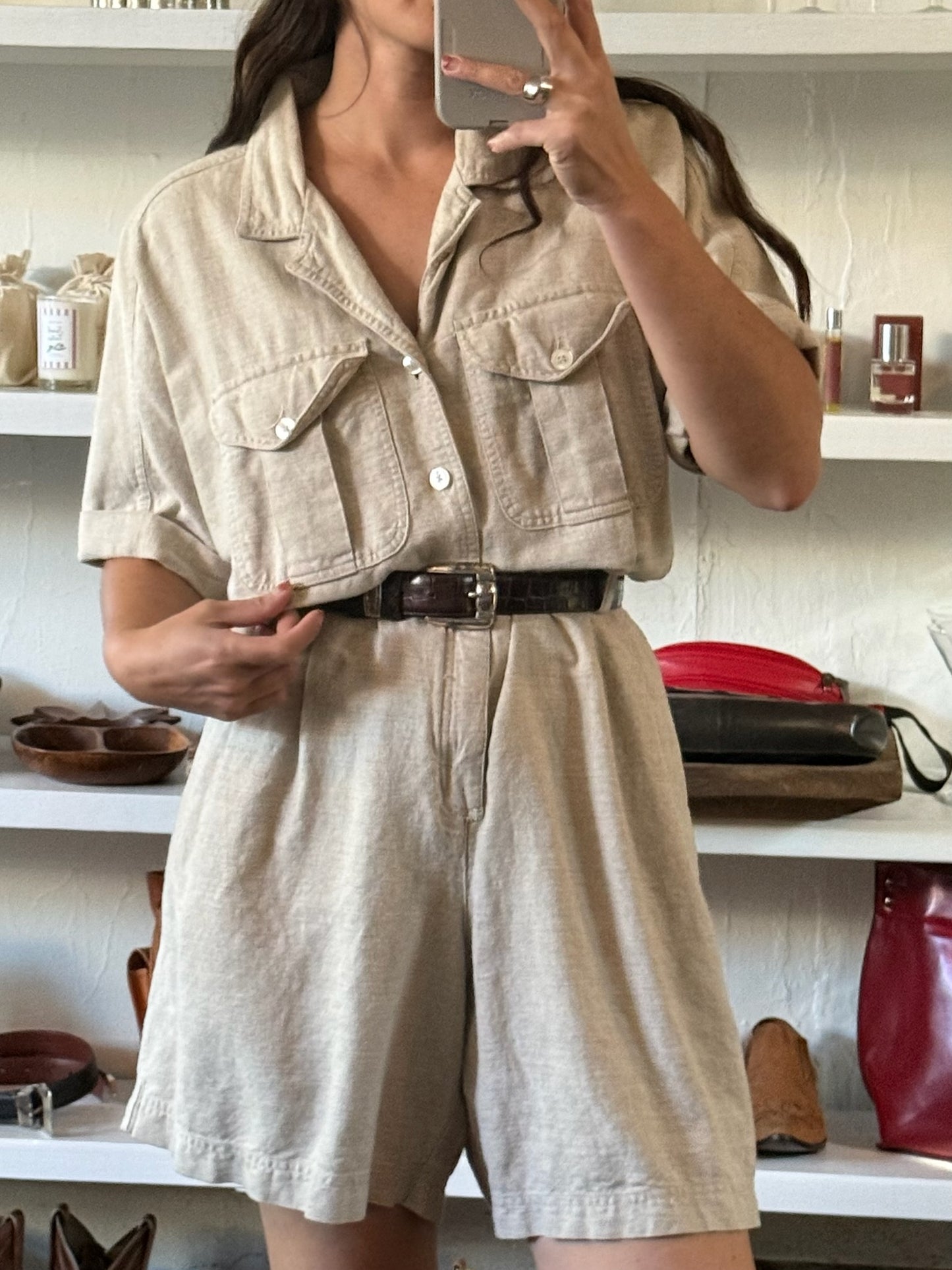 Vintage Safari Utility Romper