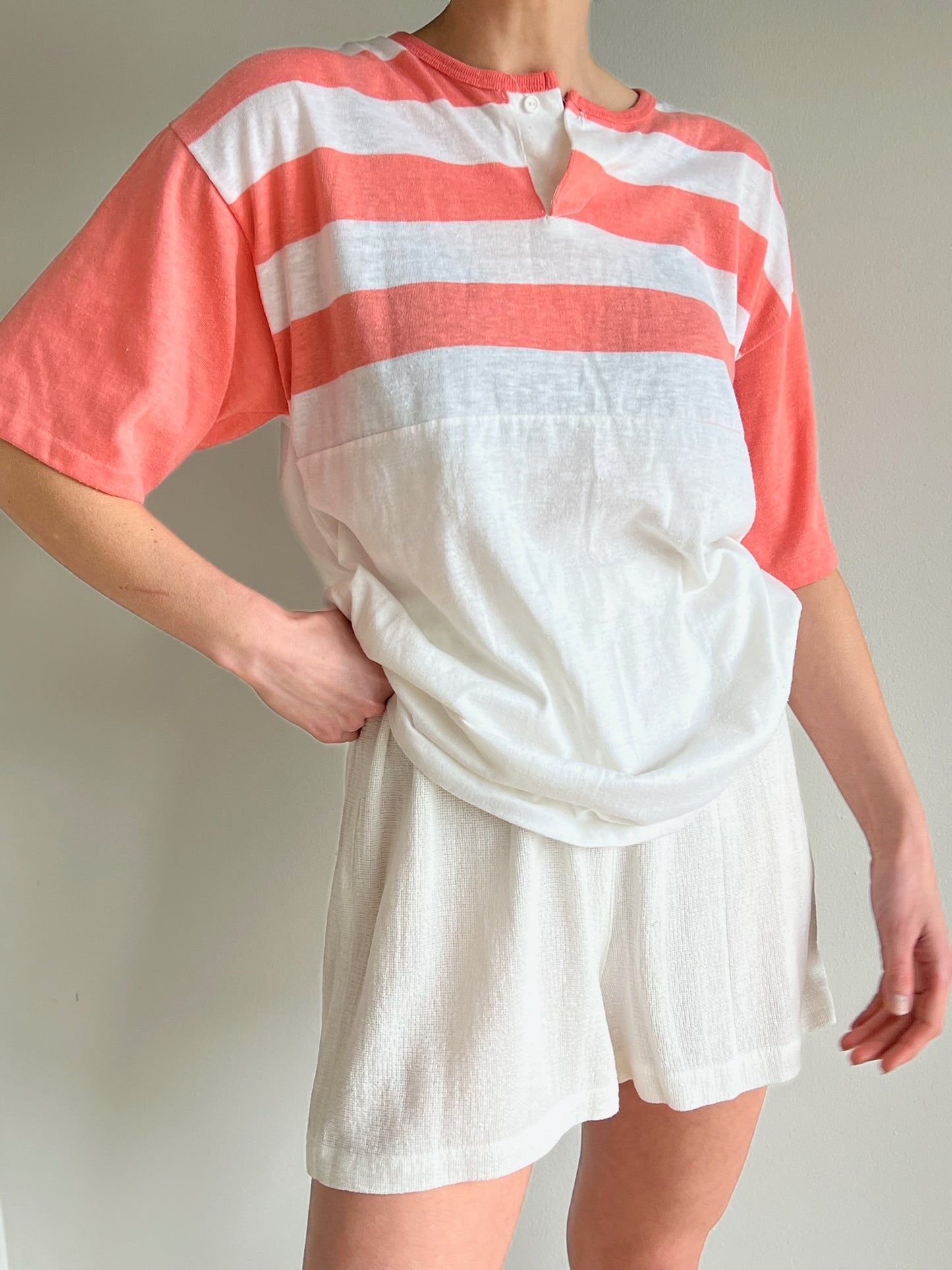 Vintage Retro Stripe Henley Tee