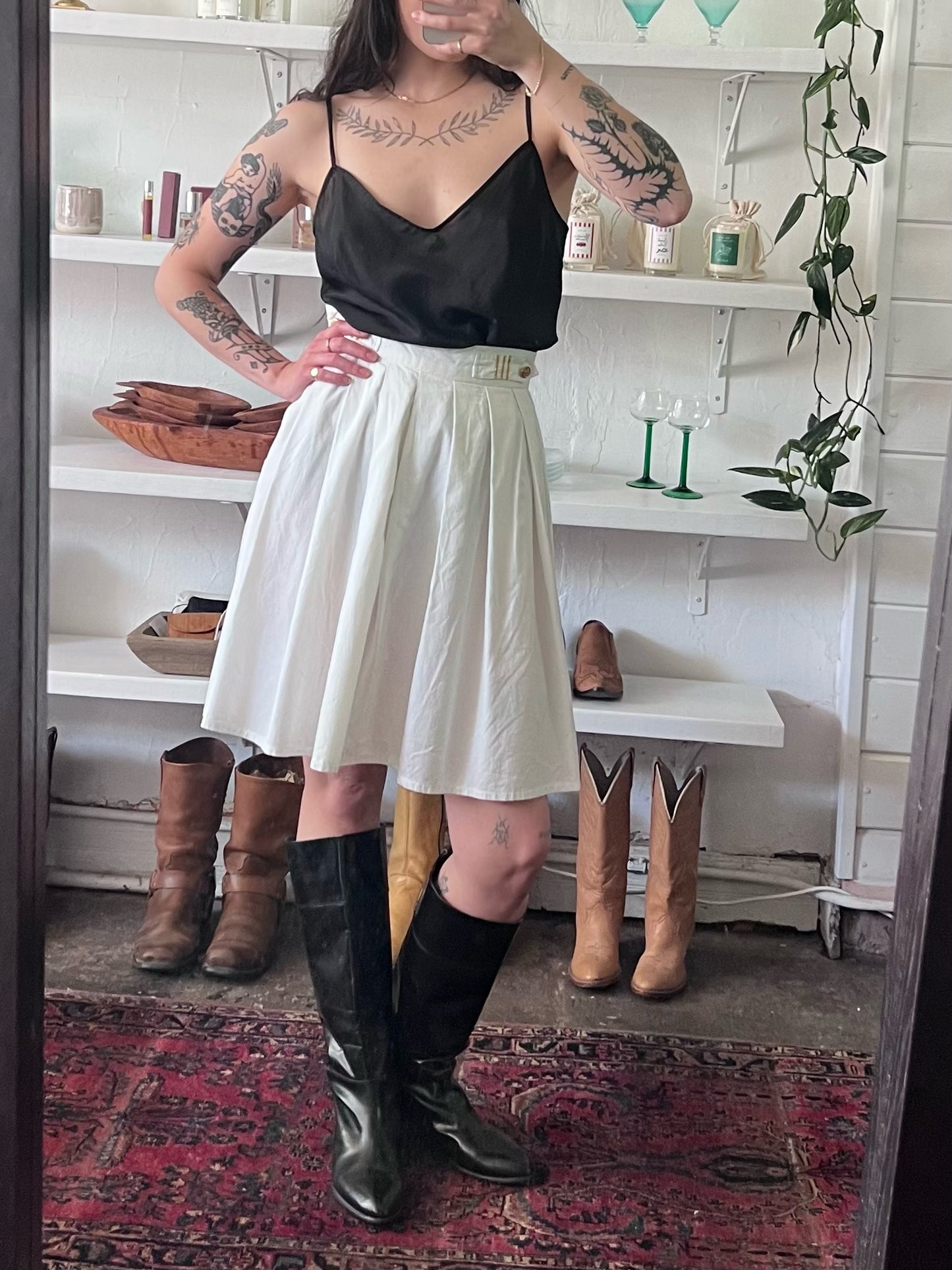 Favorite Vintage Ivory Pleated Skirt