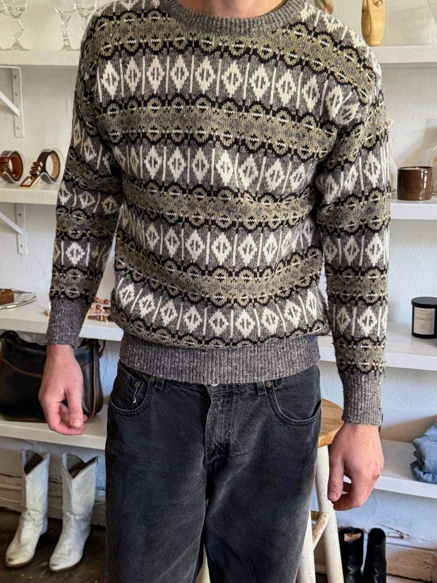 Vintage Sage Patterned Knit