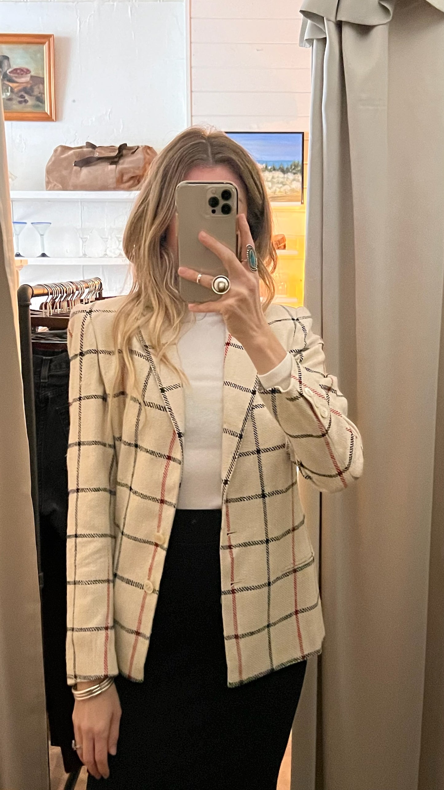 Vintage Silk Plaid Blazer