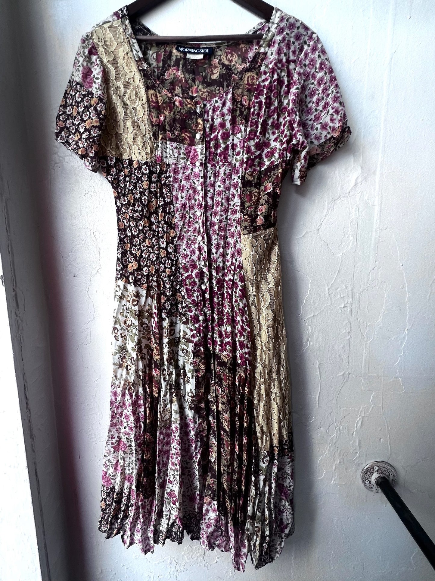 Vintage Floral & Lace Patchwork Dress