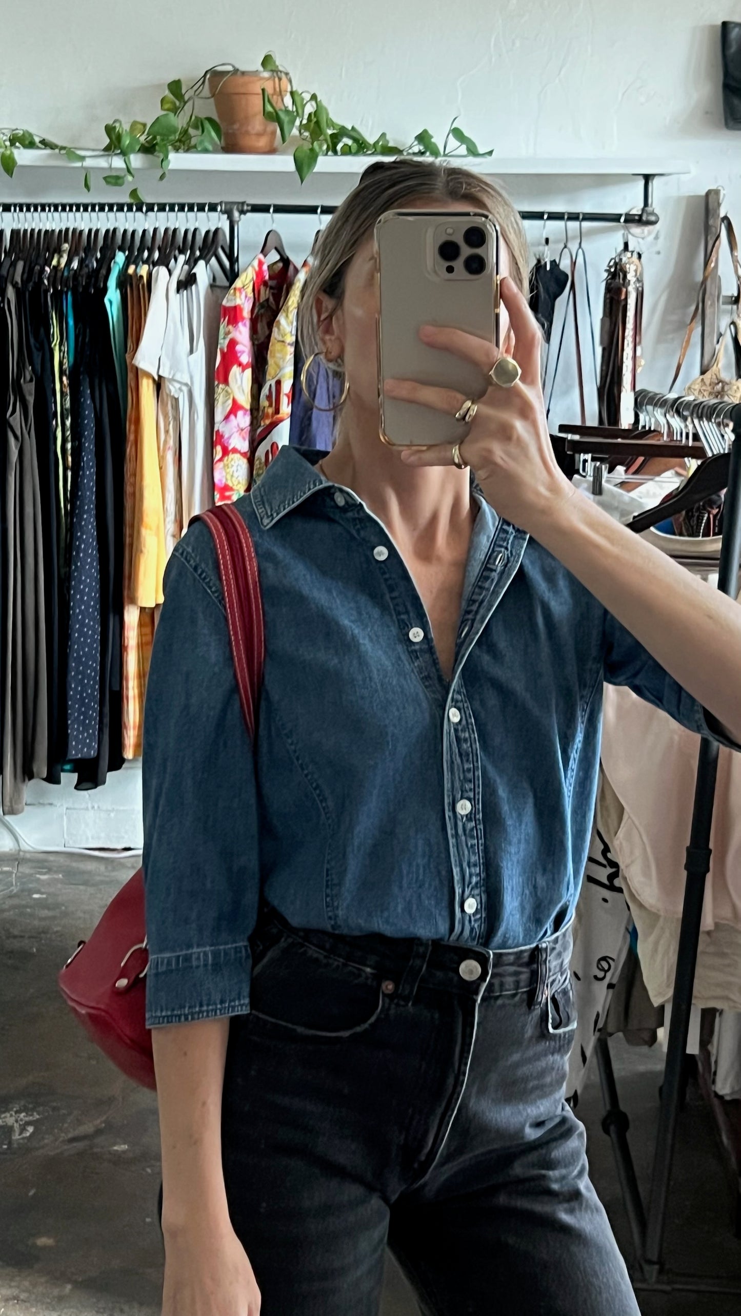 Vintage Sculpted Denim Button Up