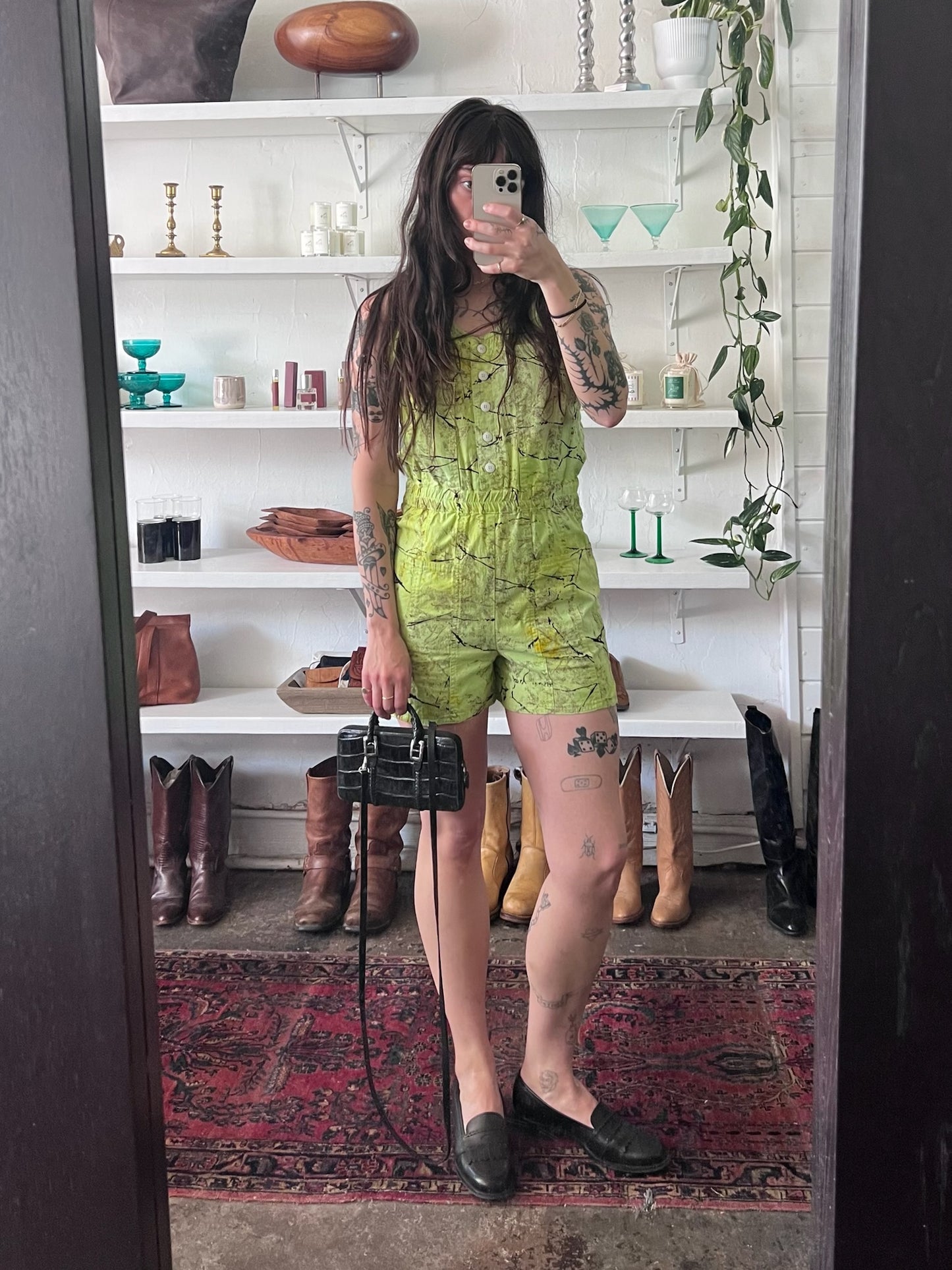 Vintage Marbled Lime & Onyx Romper