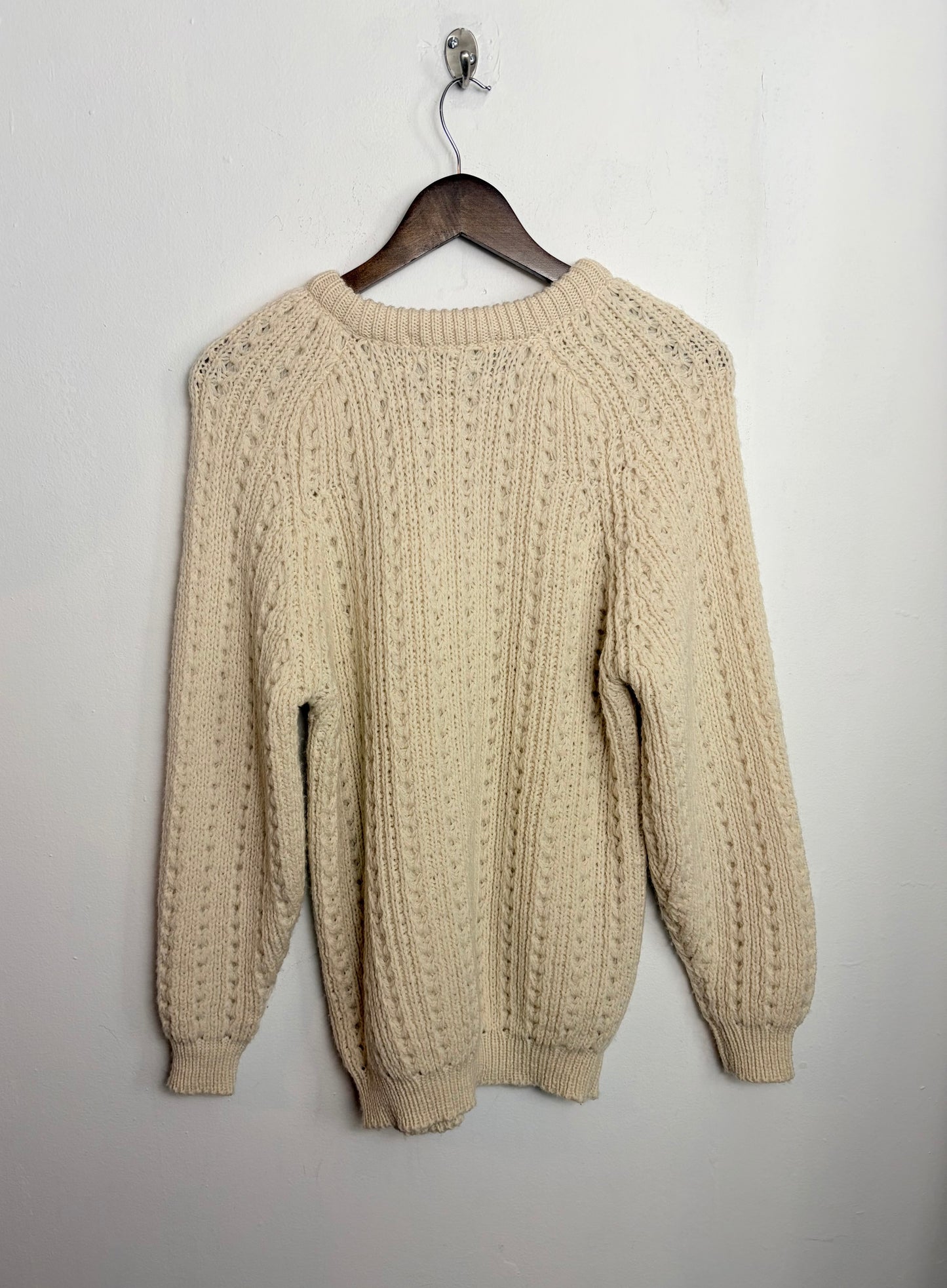 Vintage Ivory Pure Wool Cable-Knit Sweater