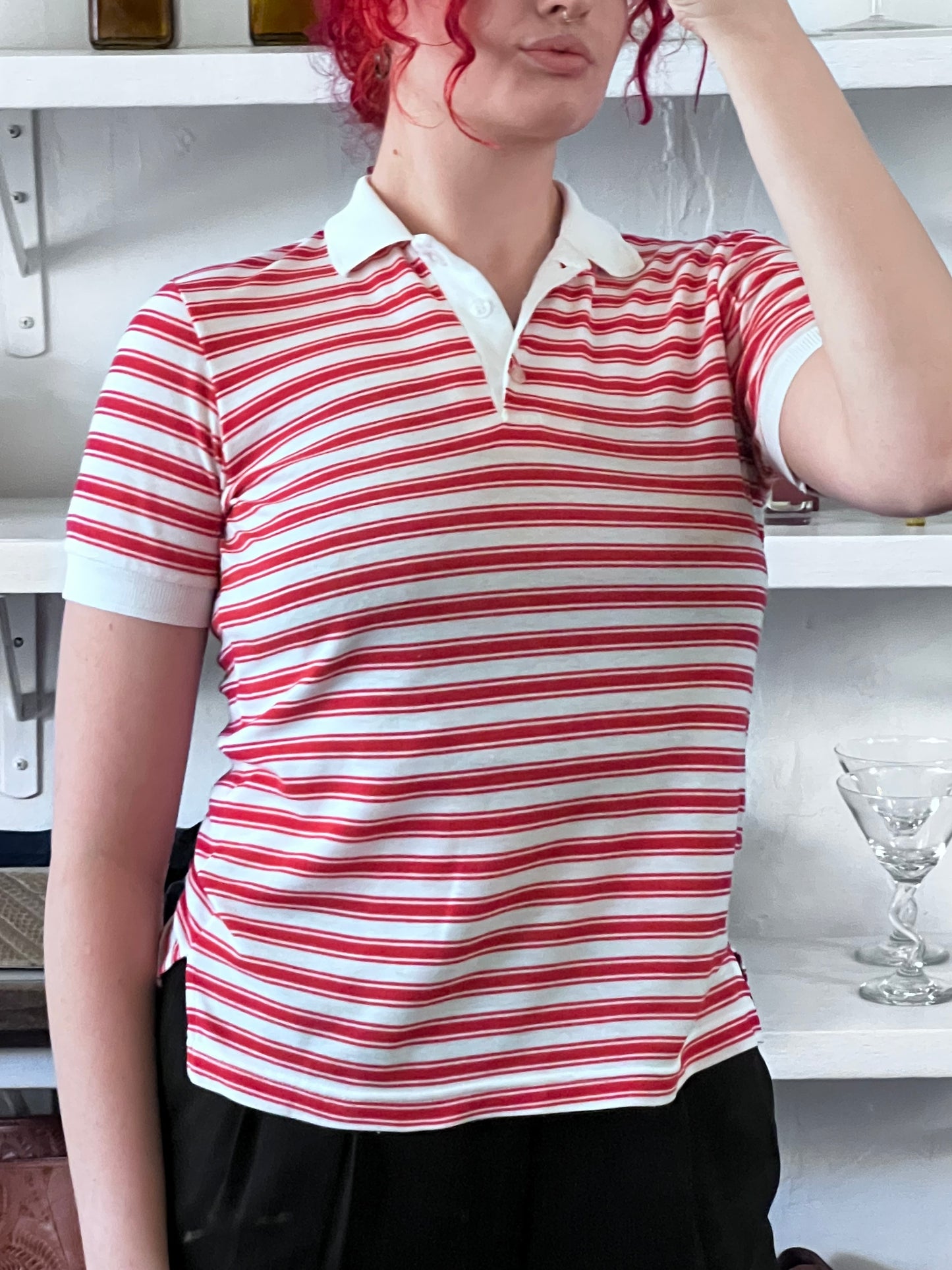 Vintage Raspberry Stripe Polo
