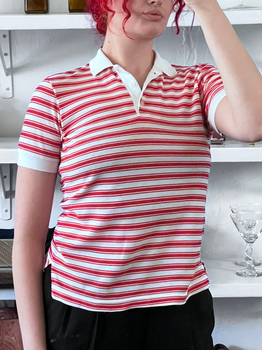 Vintage Raspberry Stripe Polo