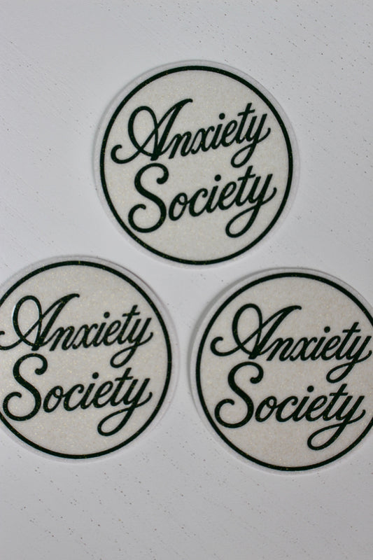 Anxiety Society Waterproof Sparkle Sticker