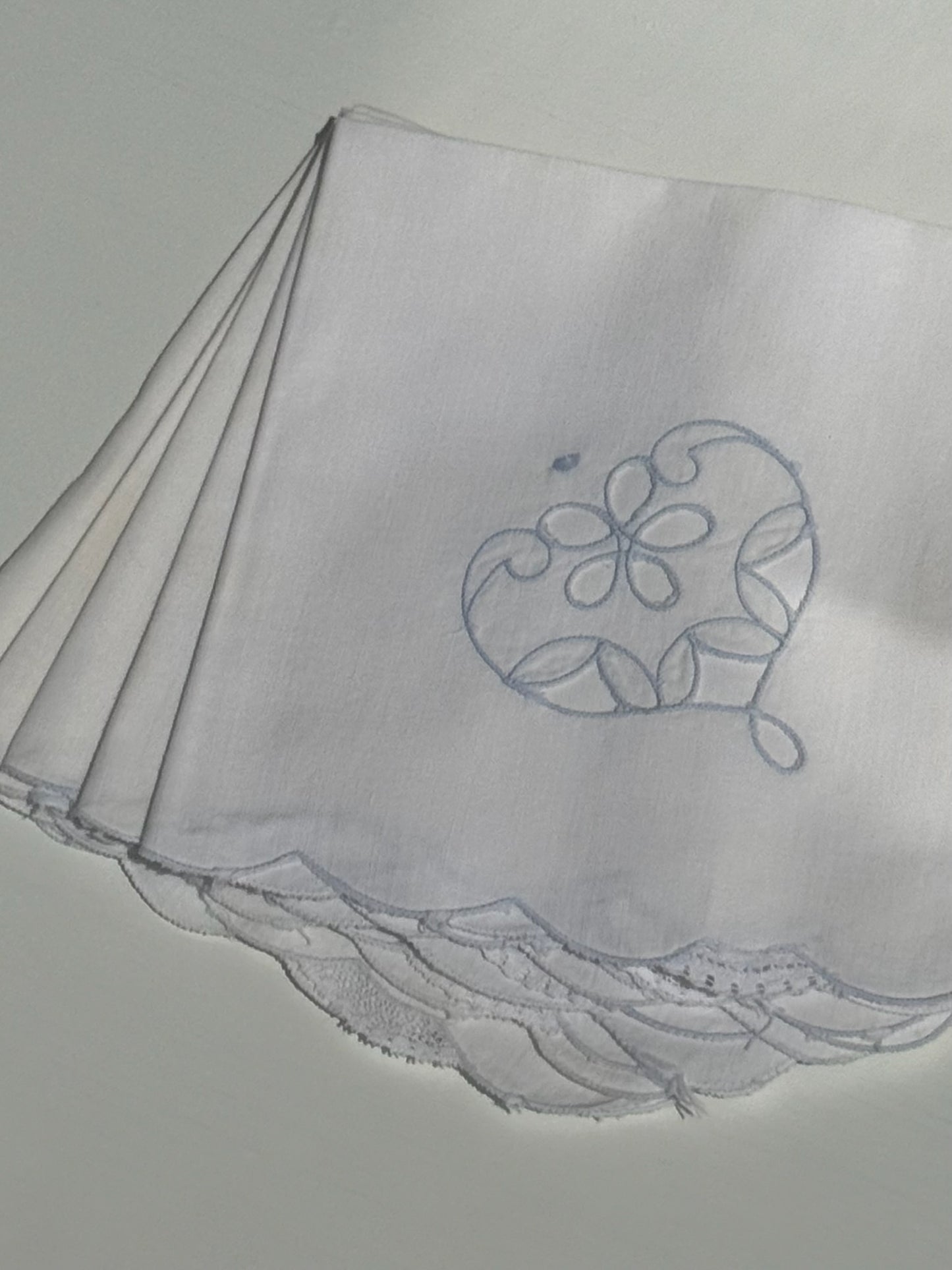 Vintage Eyelet Scalloped Napkins, Set of 8