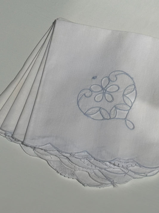 Vintage Eyelet Scalloped Napkins, Set of 8