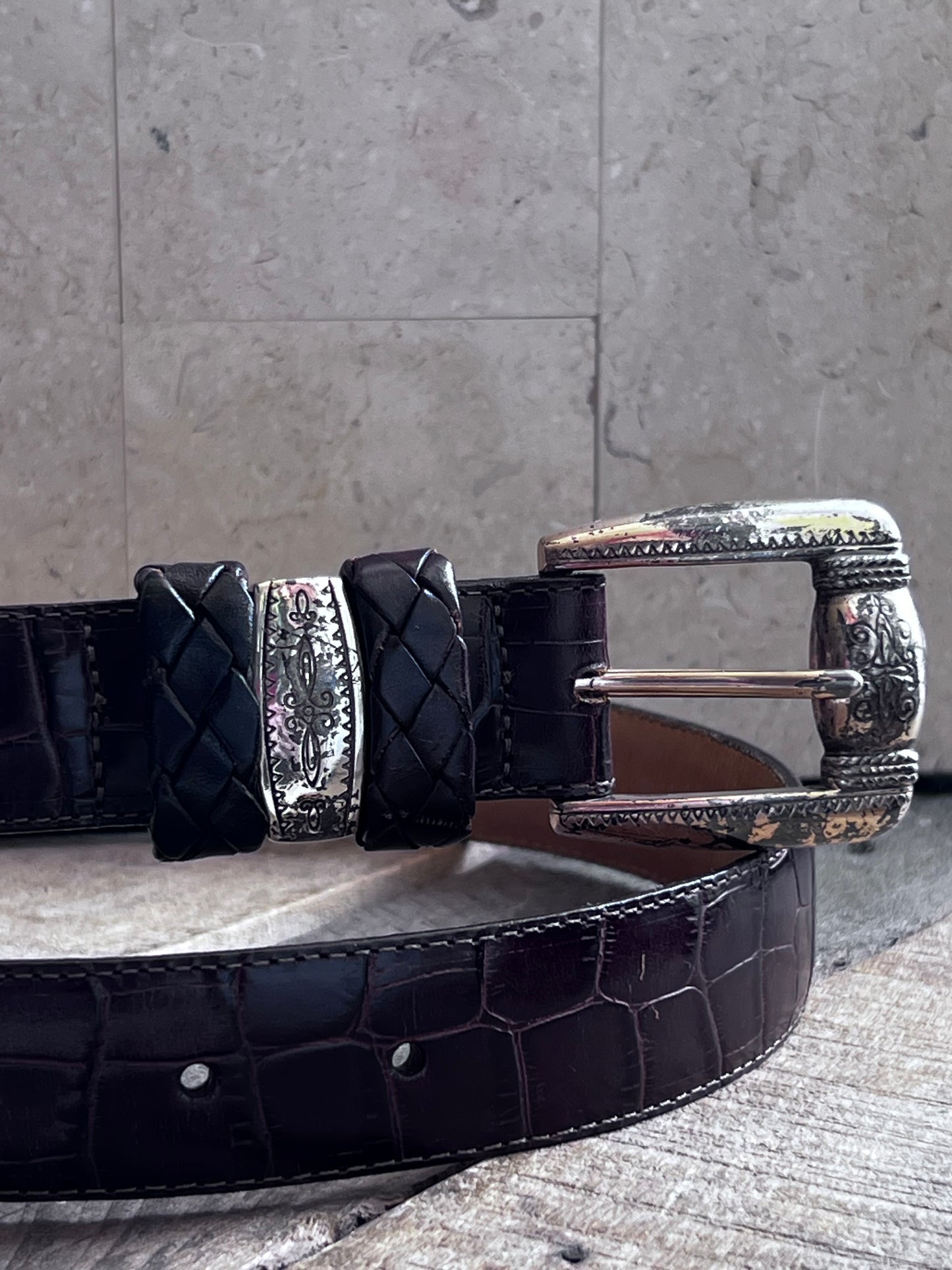 Vintage Embossed Leather Belt