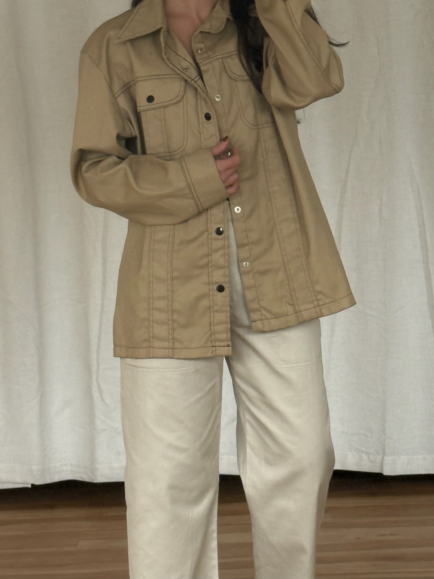 Vintage Lightweight Sandstone Snap Jacket