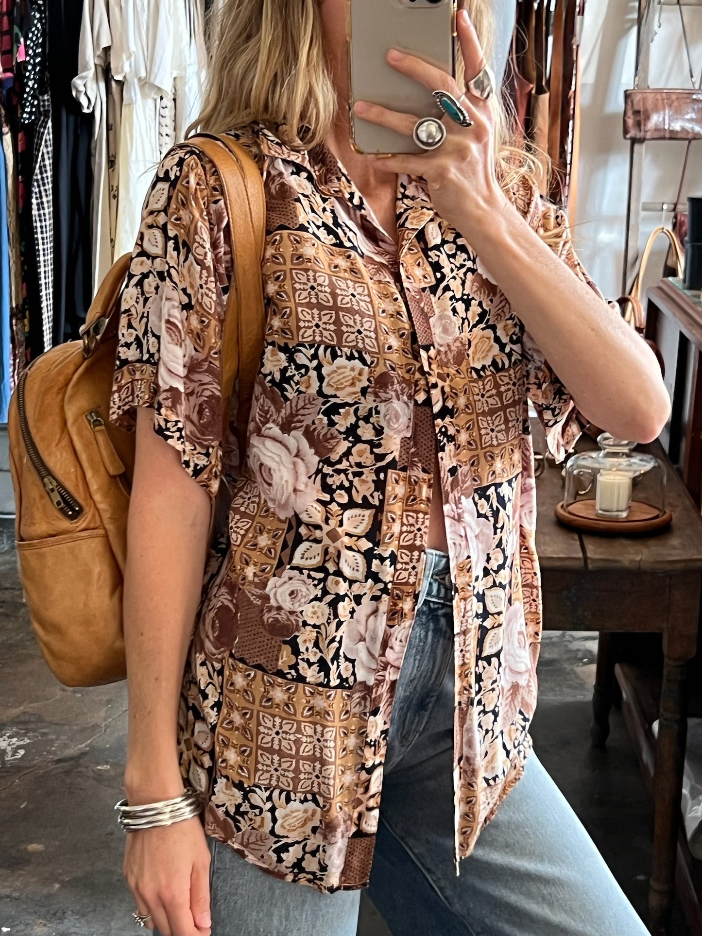 Vintage Earthy Botanical Blouse