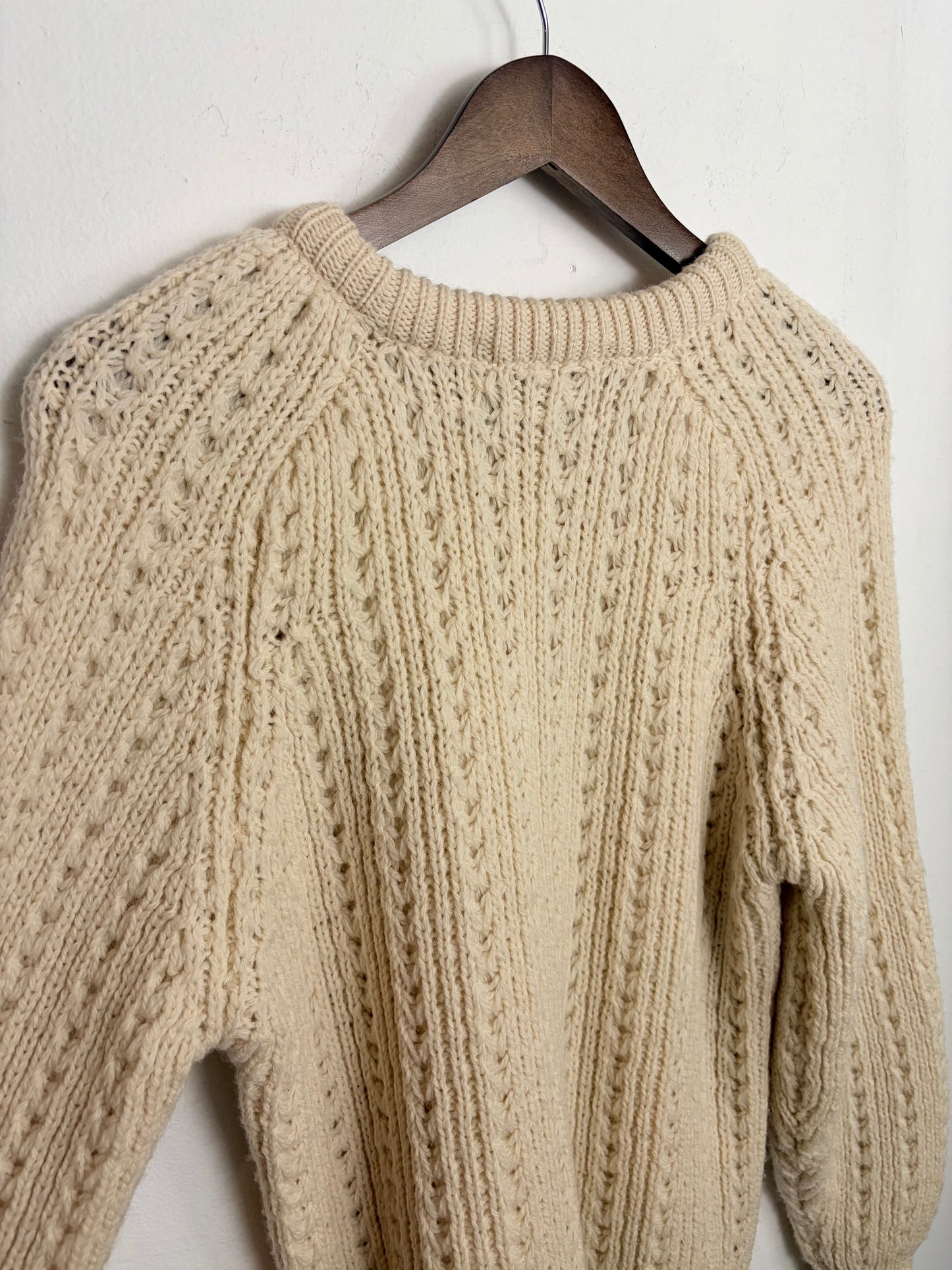 Vintage Ivory Pure Wool Cable-Knit Sweater