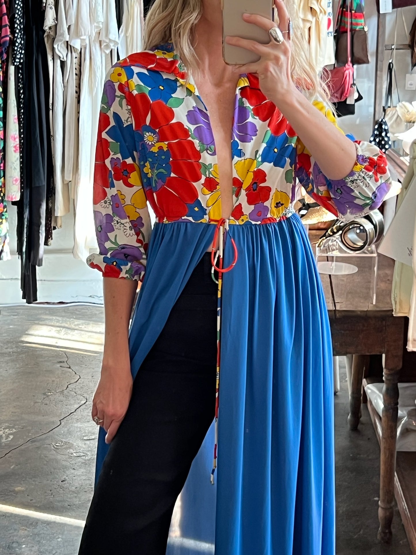 Vintage Tie Front Floral Overdress