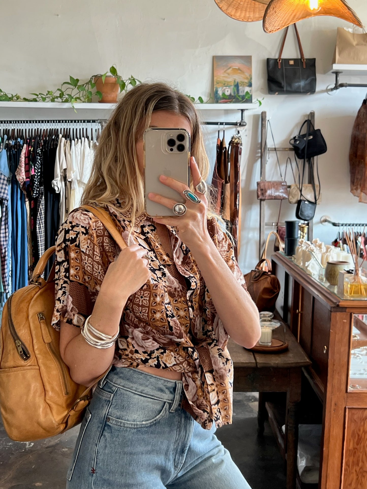 Vintage Earthy Botanical Blouse