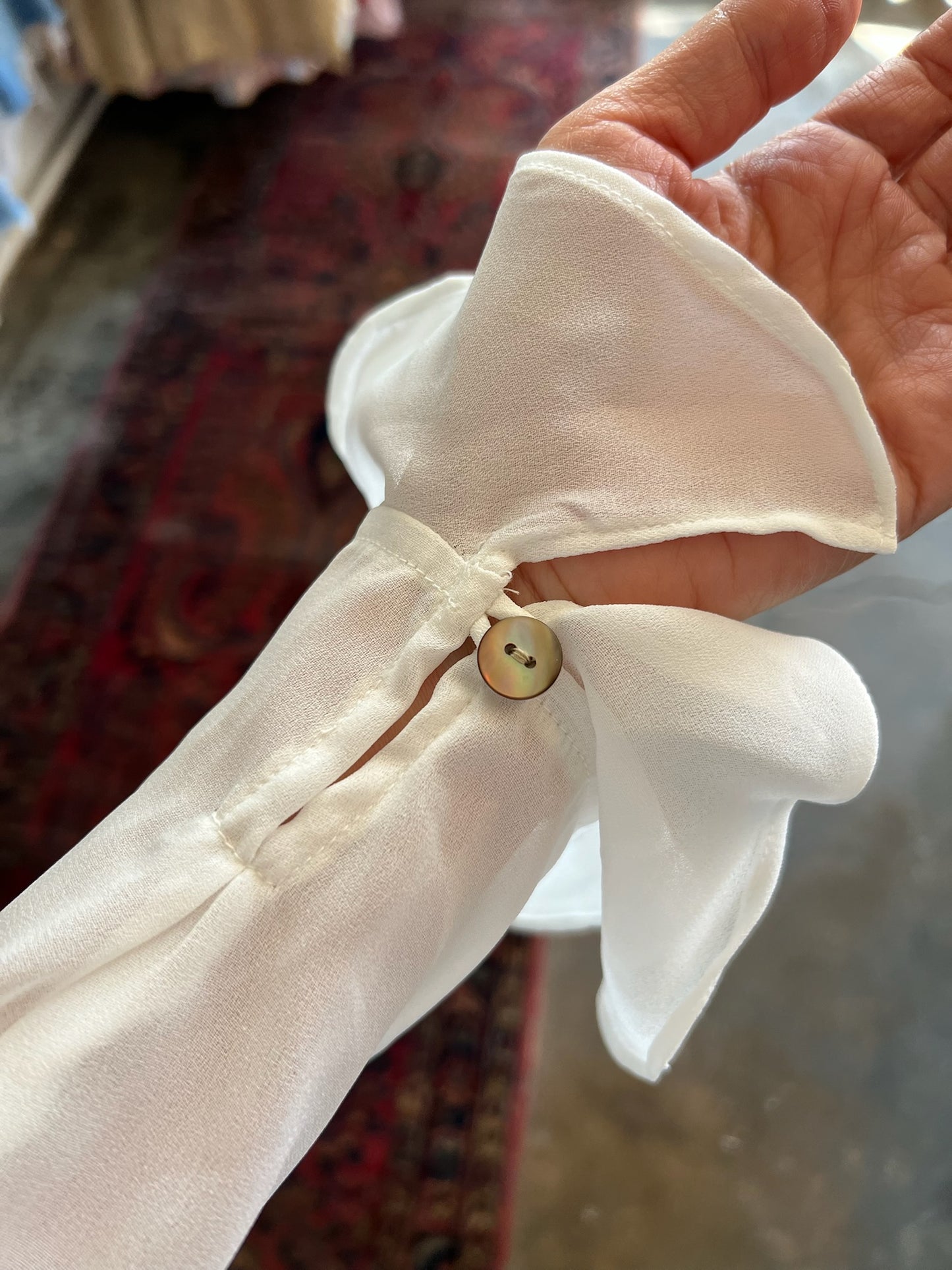 Vintage Ruffle-Cuff Blouse