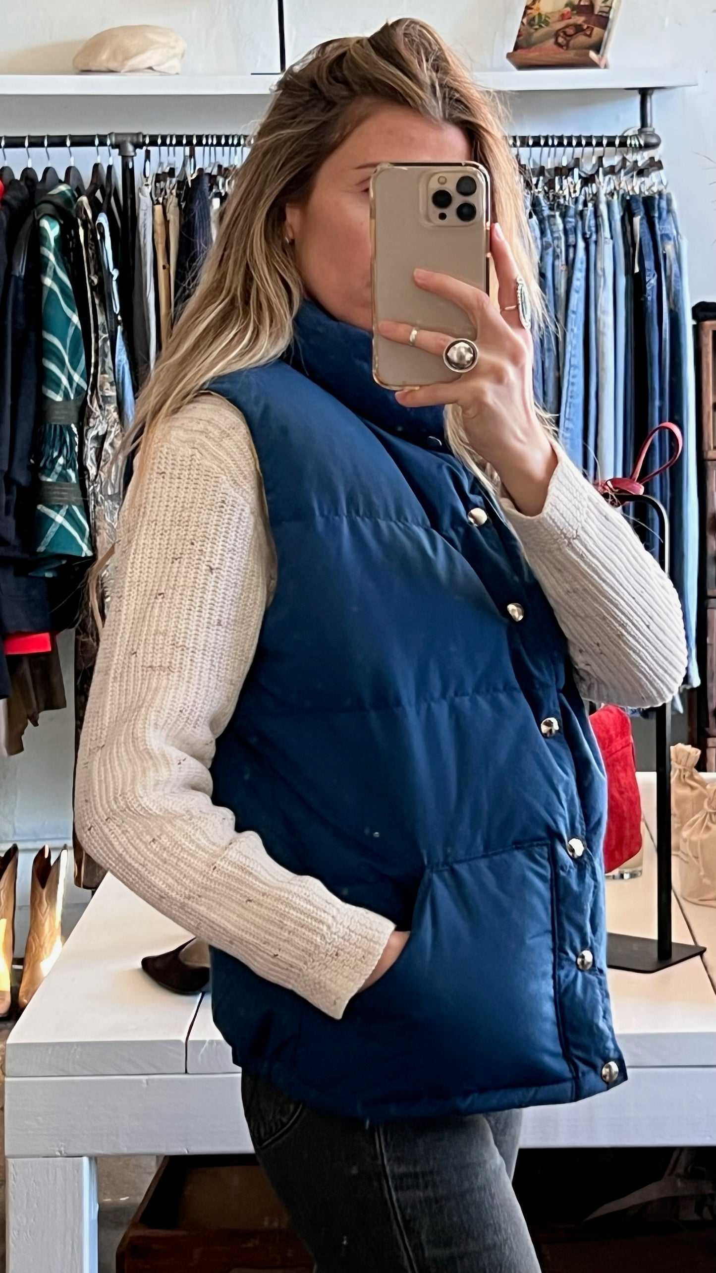 Vintage Cobalt Quilted-Puffer Vest