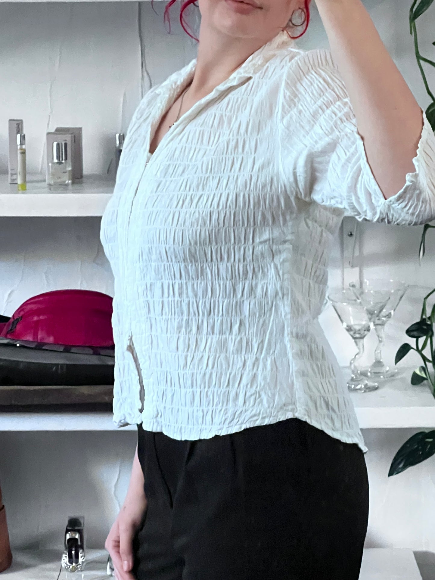 Vintage Crinkle Gauze Popover Blouse