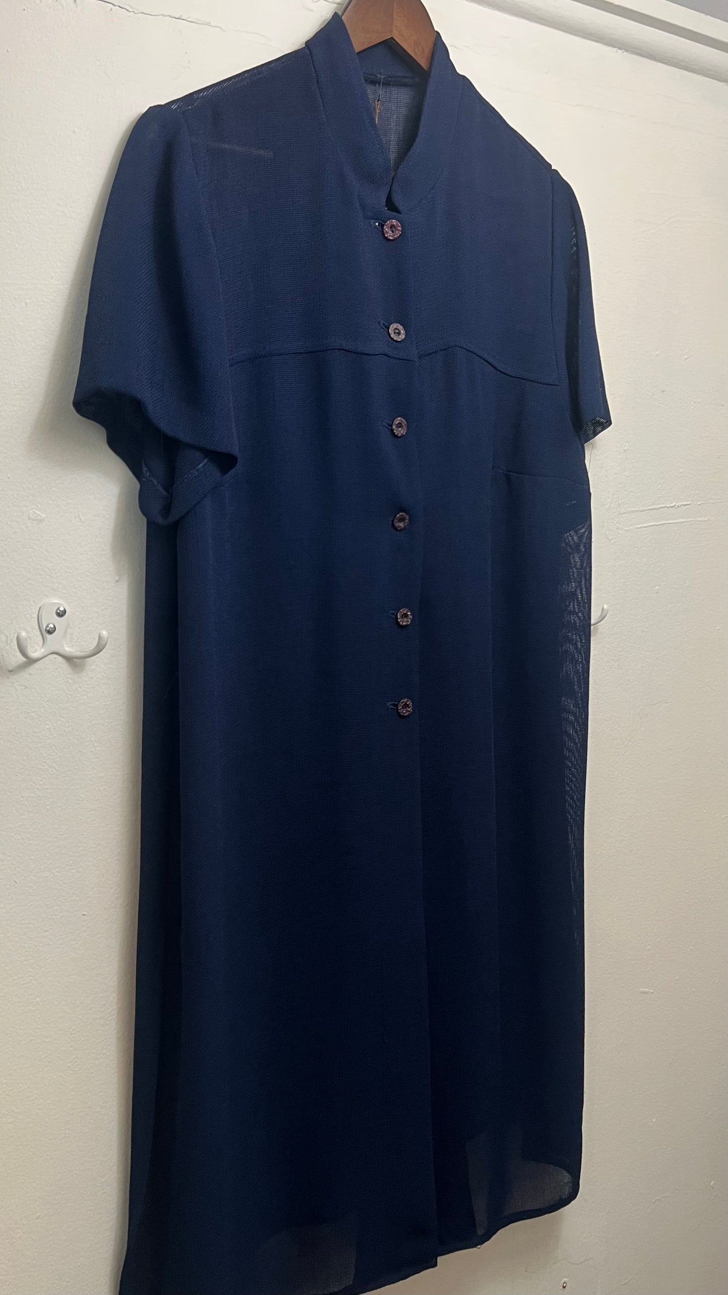 Vintage Navy Mesh Overlay Dress