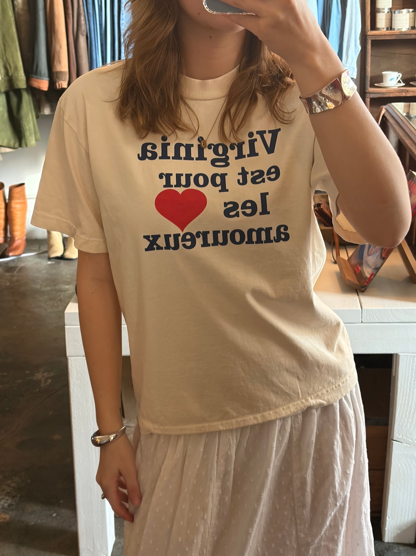 "Virginia Est Pour Les Armoureux" Short Sleeve Wide T-Shirt