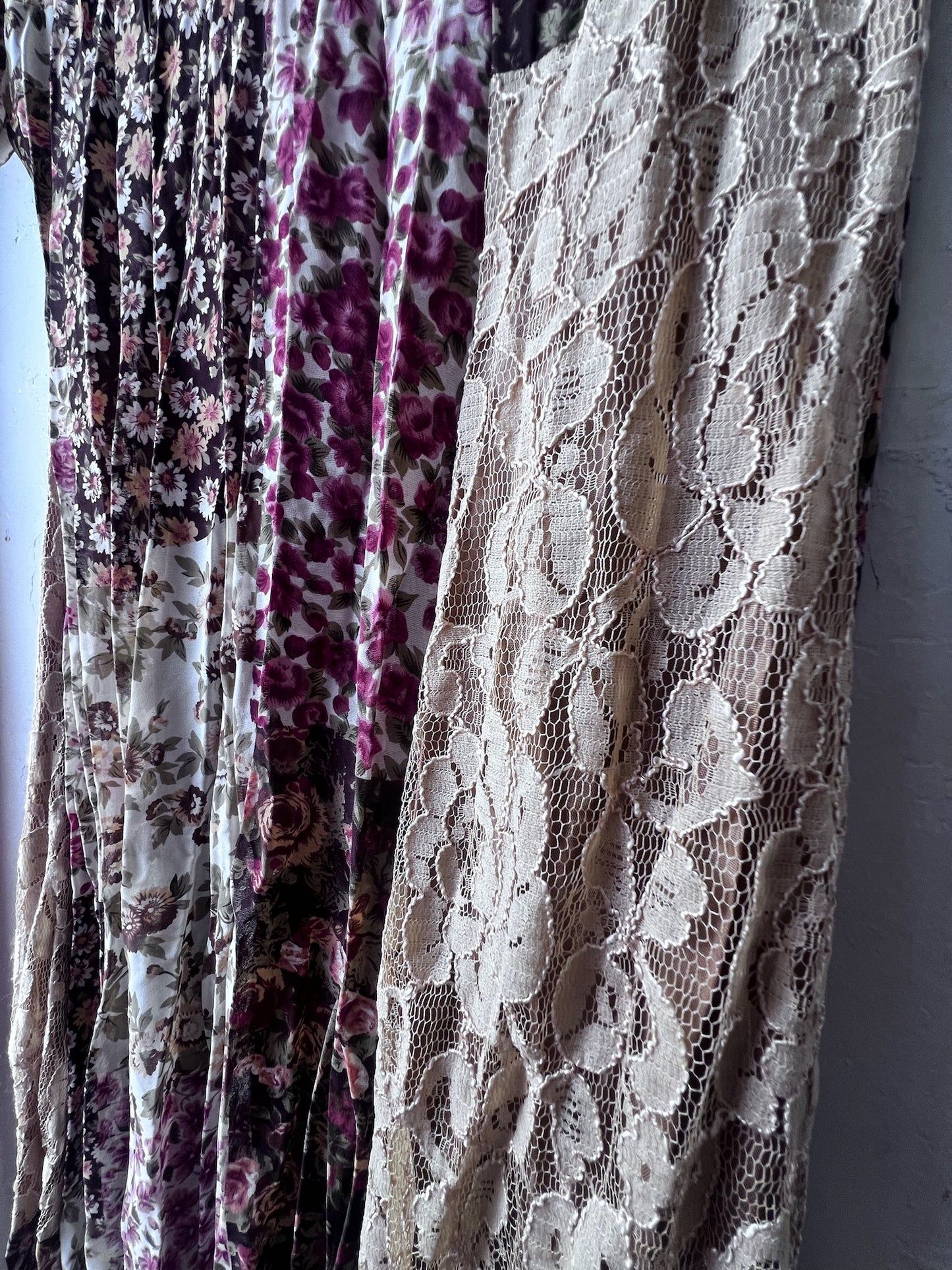 Vintage Floral & Lace Patchwork Dress