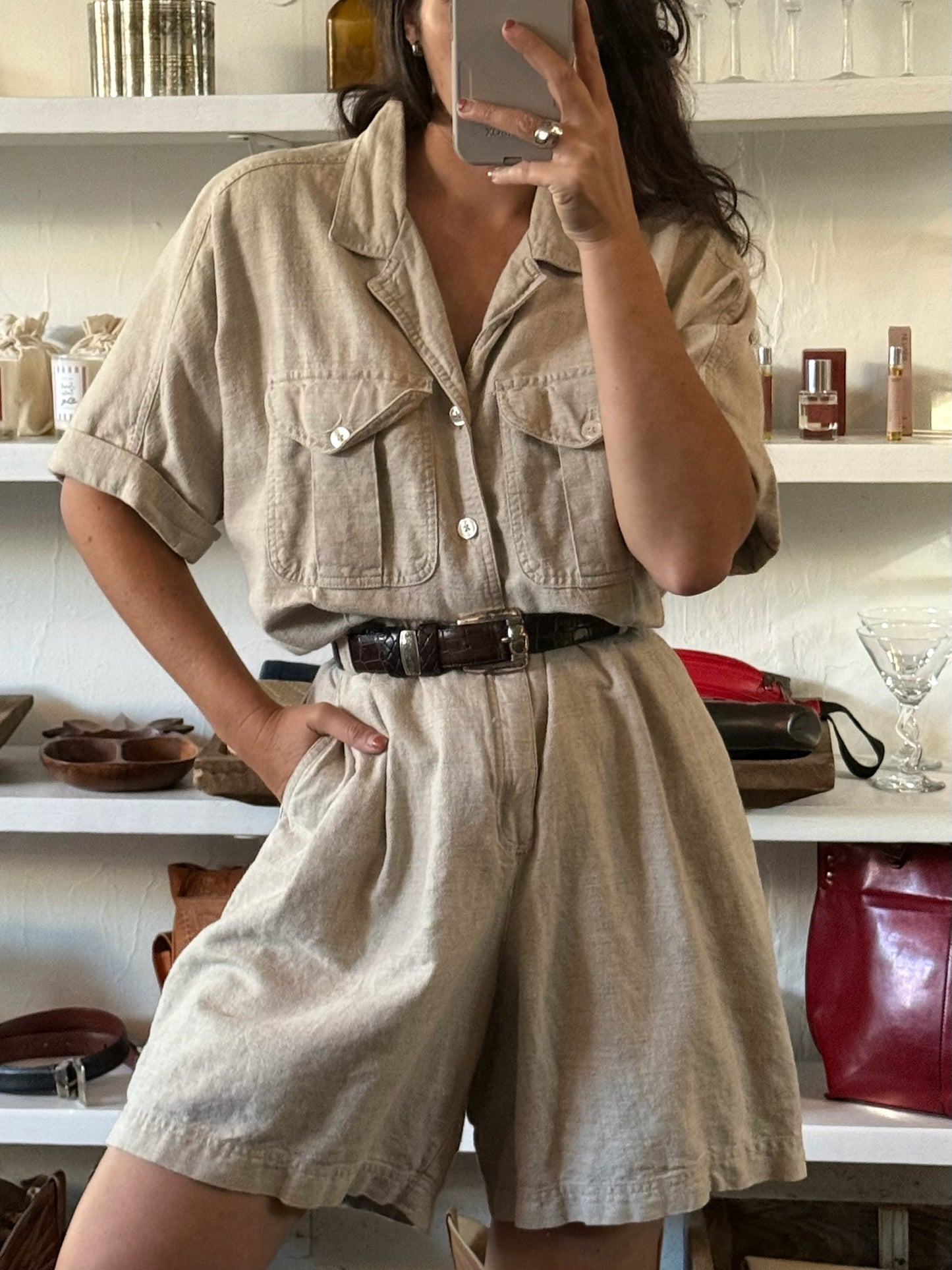 Vintage Safari Utility Romper