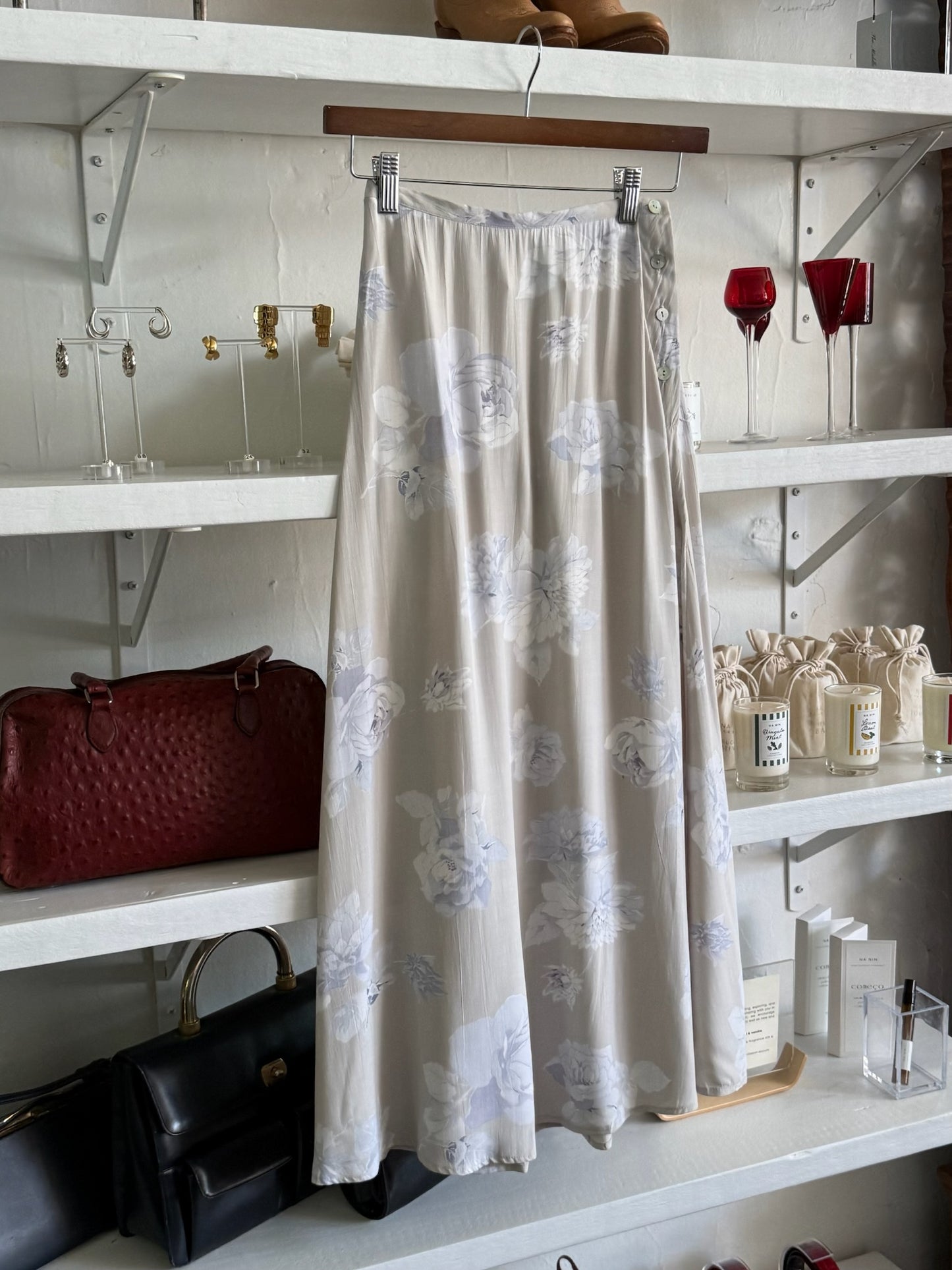 Lovely Vintage Pale Floral Maxi Skirt