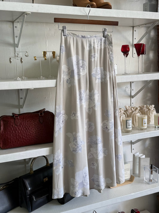 Lovely Vintage Pale Floral Maxi Skirt