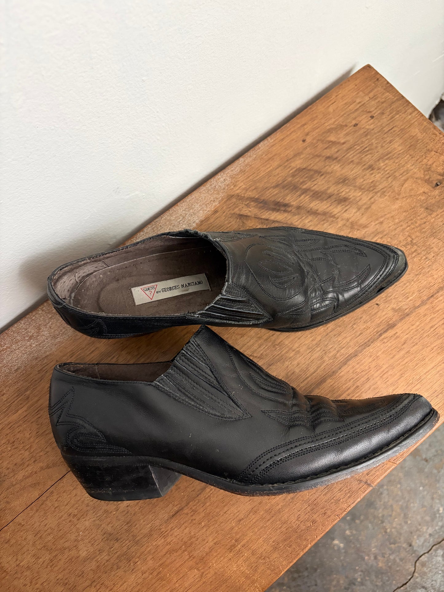 Vintage Guess Leather Cowboy Slip-Ons