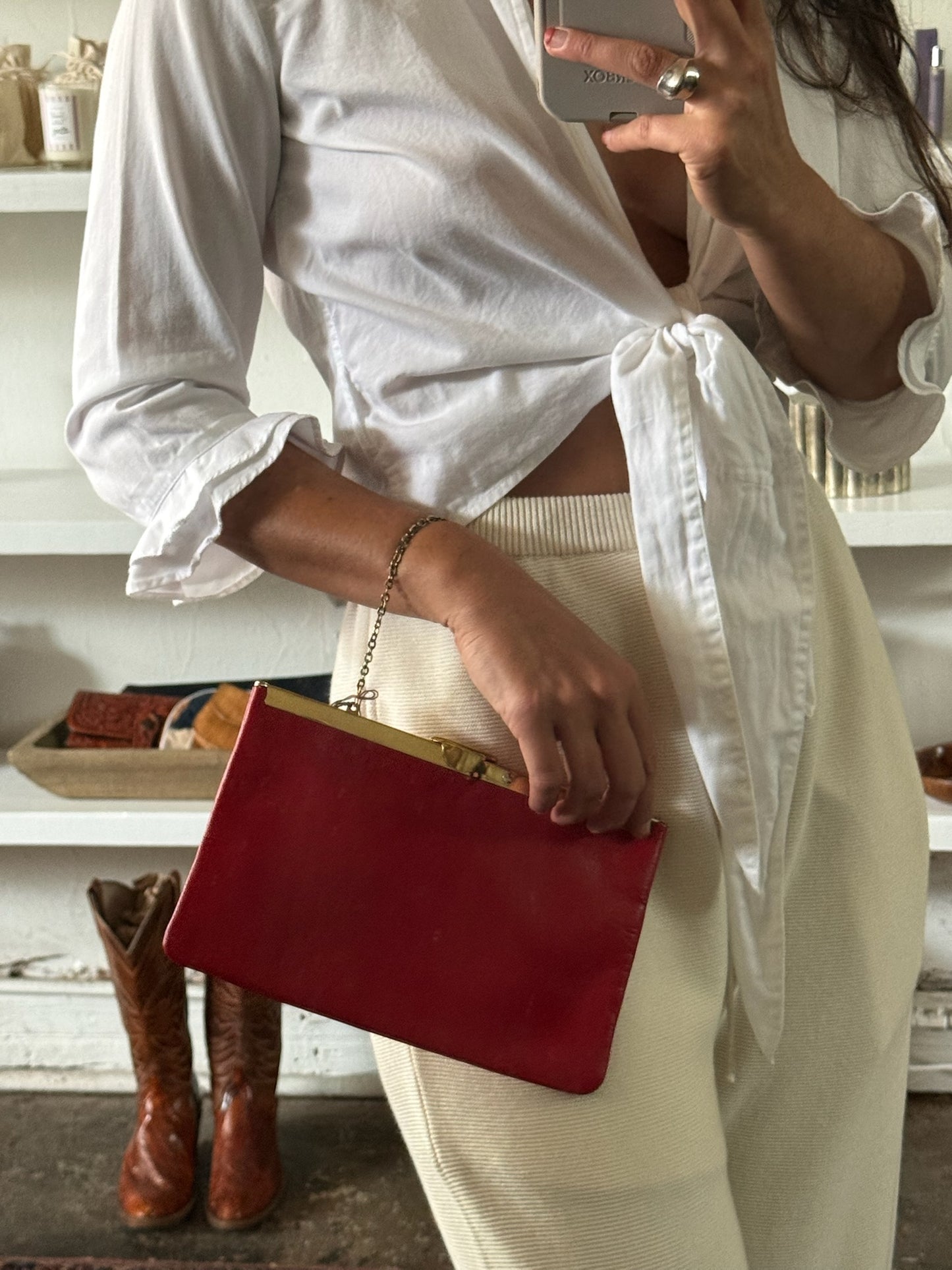 Vintage Crimson Clutch Bag