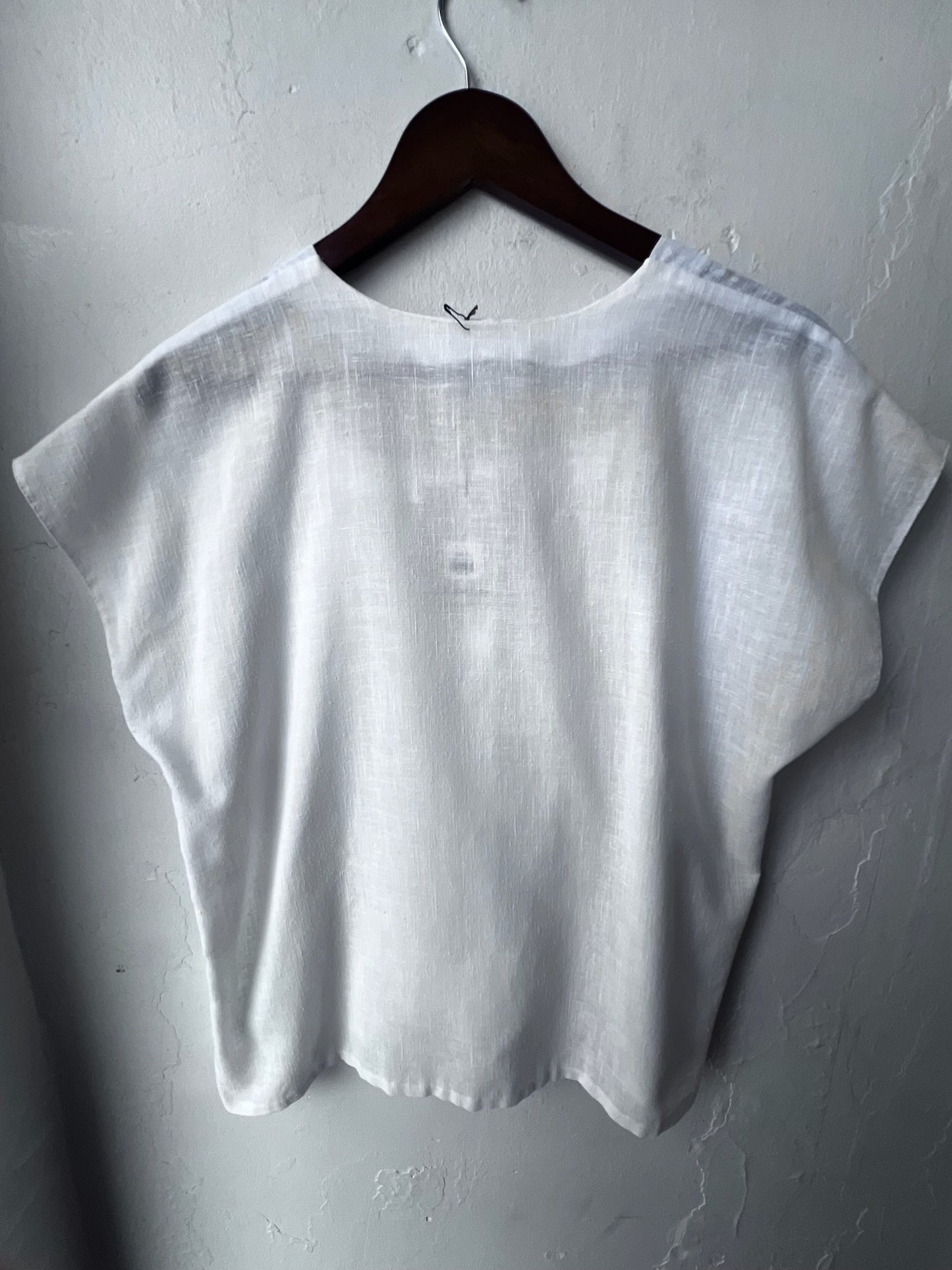 Vintage White Linen Lace Front Blouse