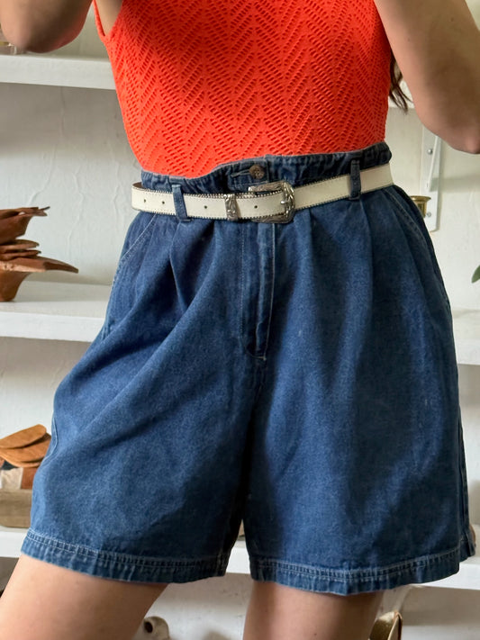 Vintage Pleated Denim Short