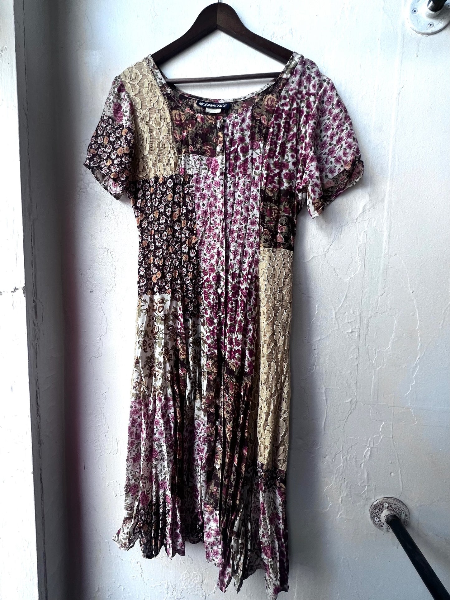 Vintage Floral & Lace Patchwork Dress