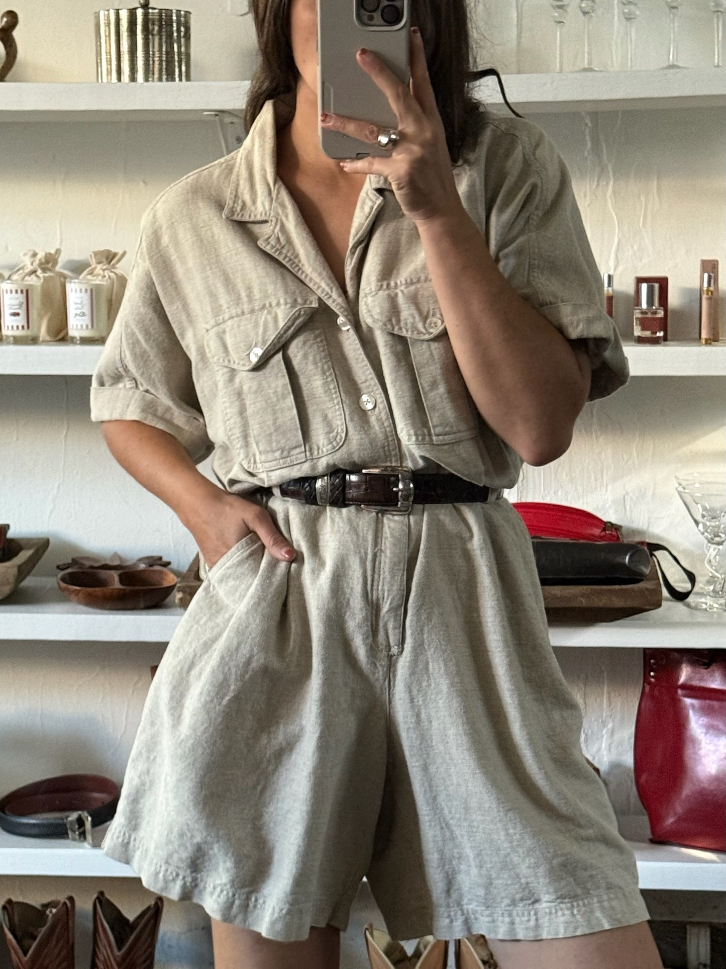 Vintage Safari Utility Romper