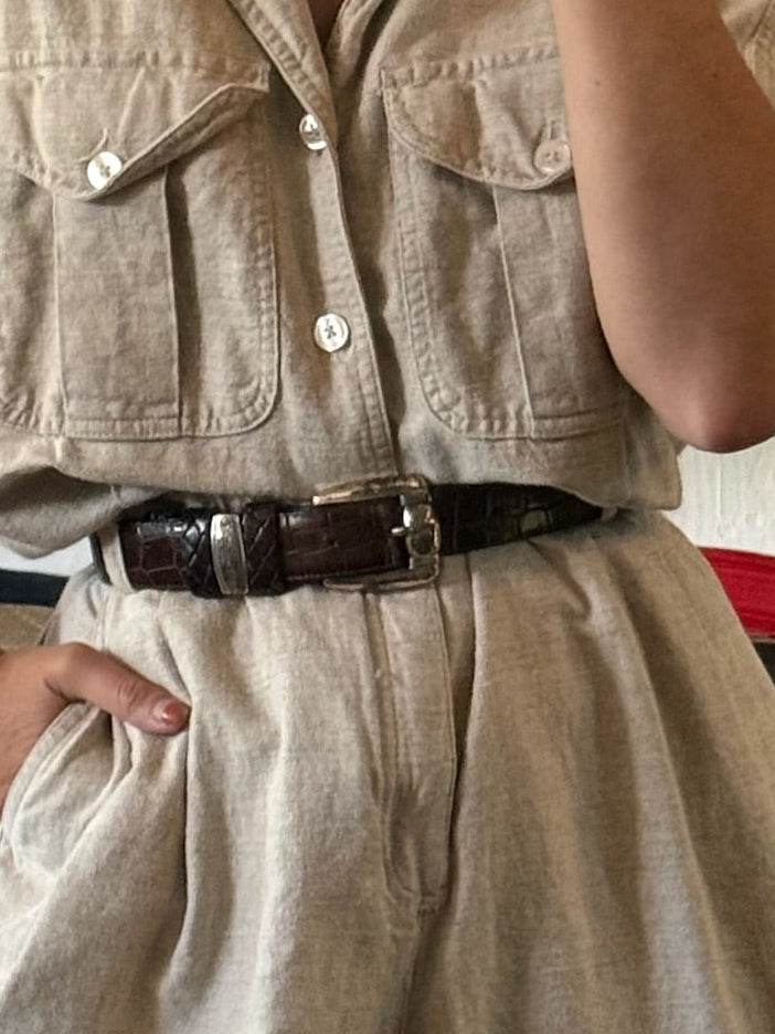 Vintage Embossed Leather Belt