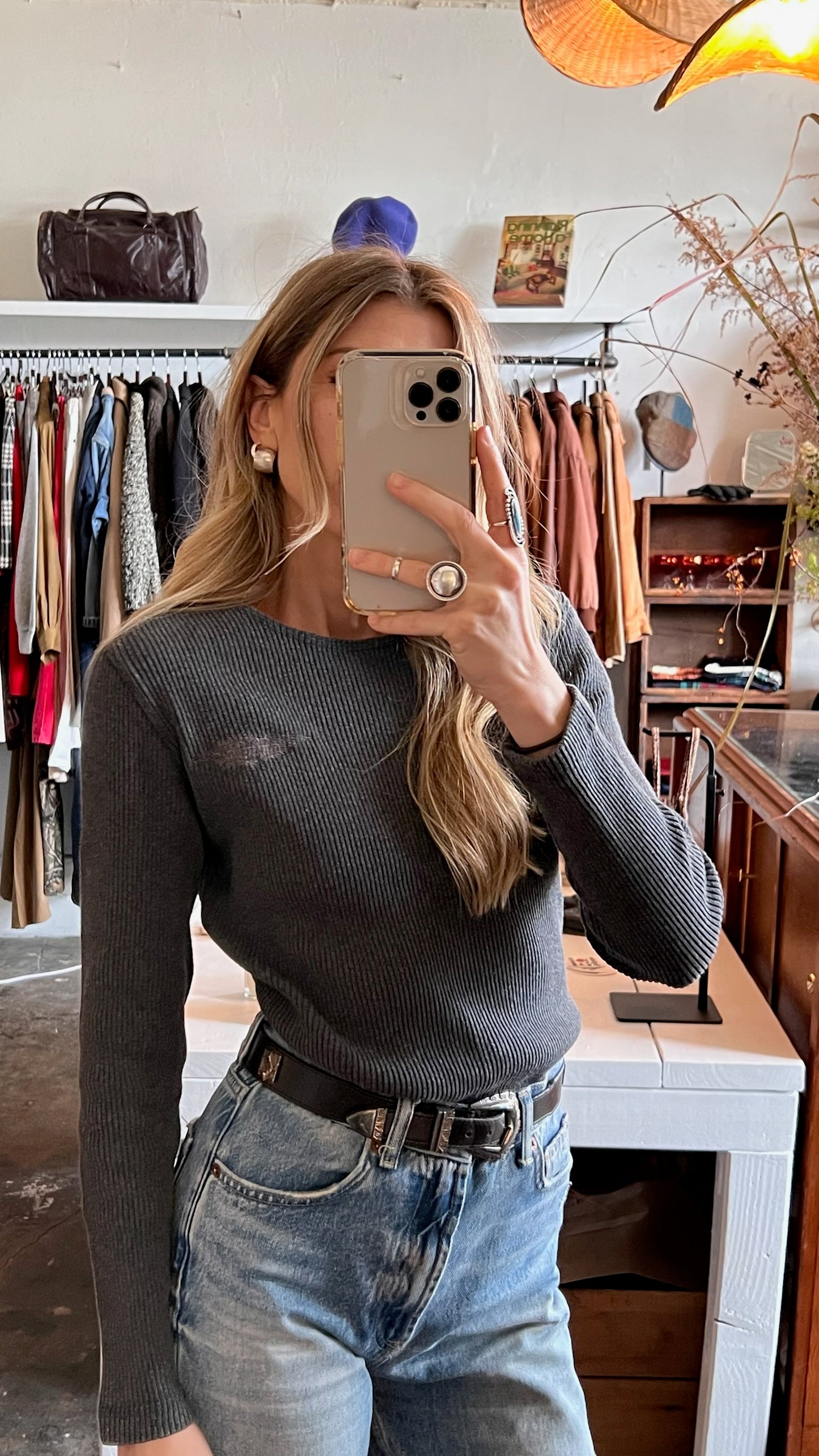 Vintage Charcoal Harley Davidson Long Sleeve