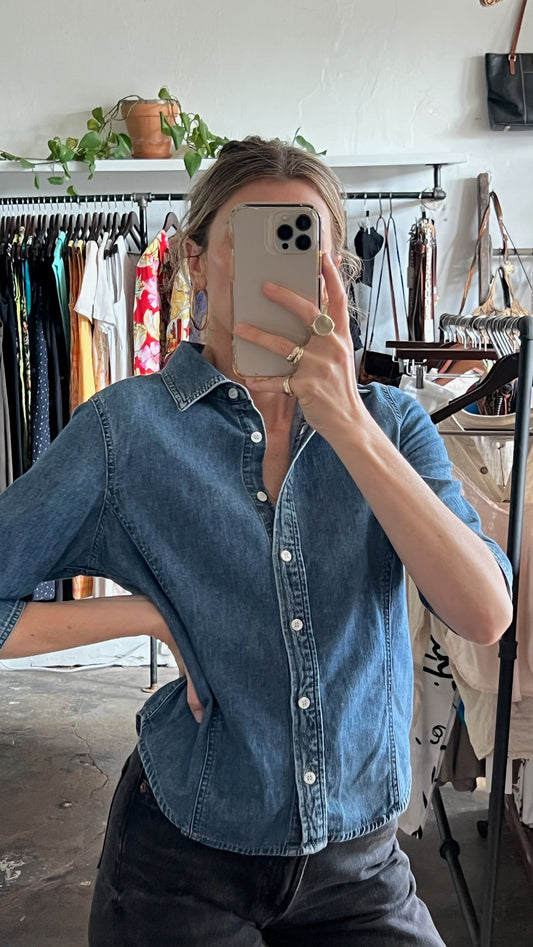 Vintage Sculpted Denim Button Up