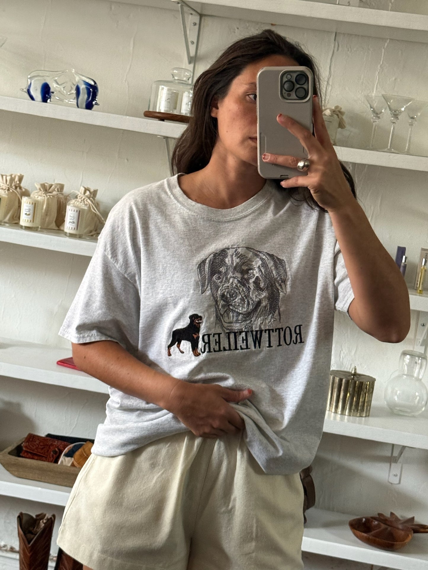 Vintage Embroidered Rottweiler Graphic Tee