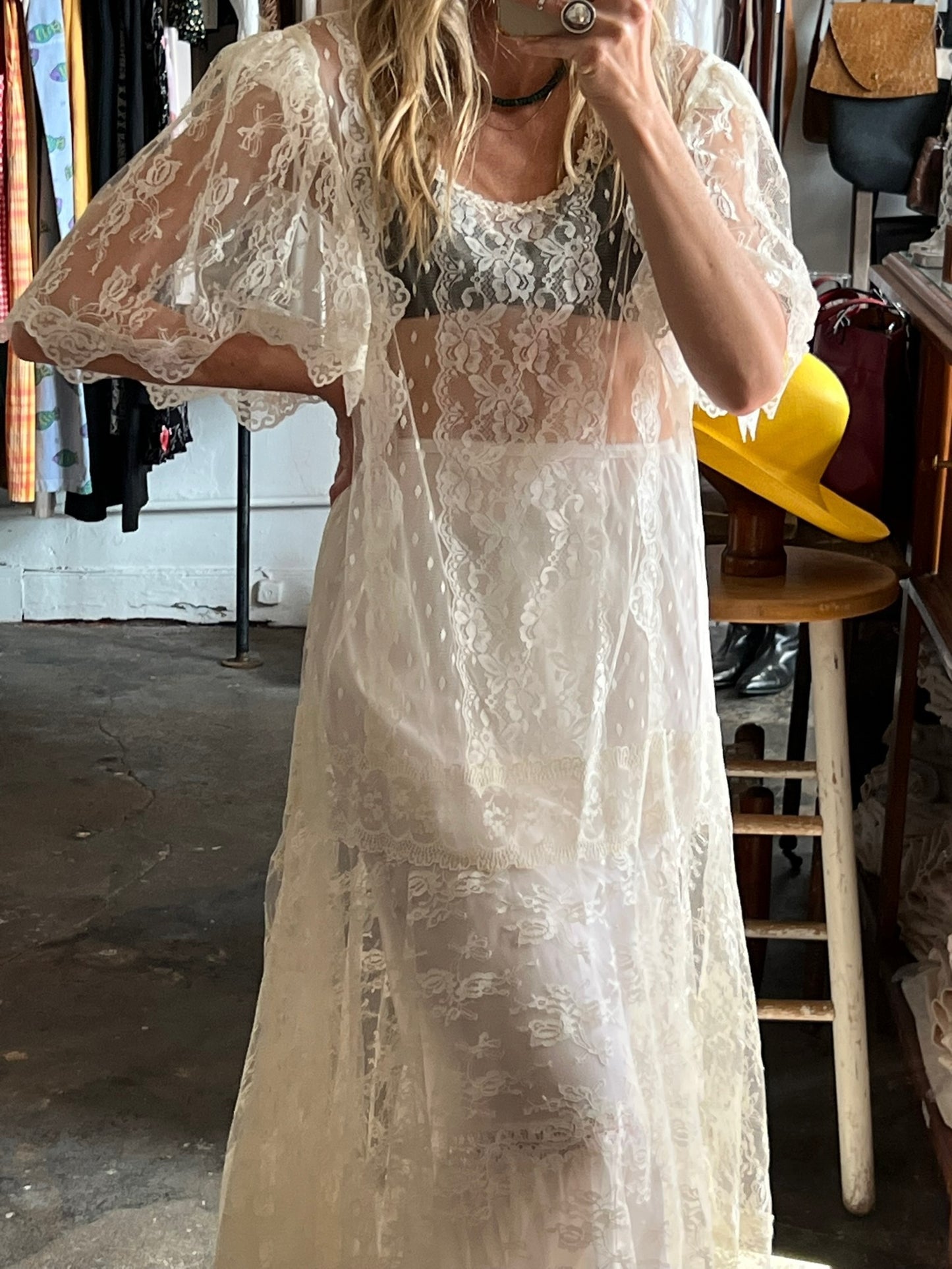 Vintage Butterfly Sleeve Lace Dress